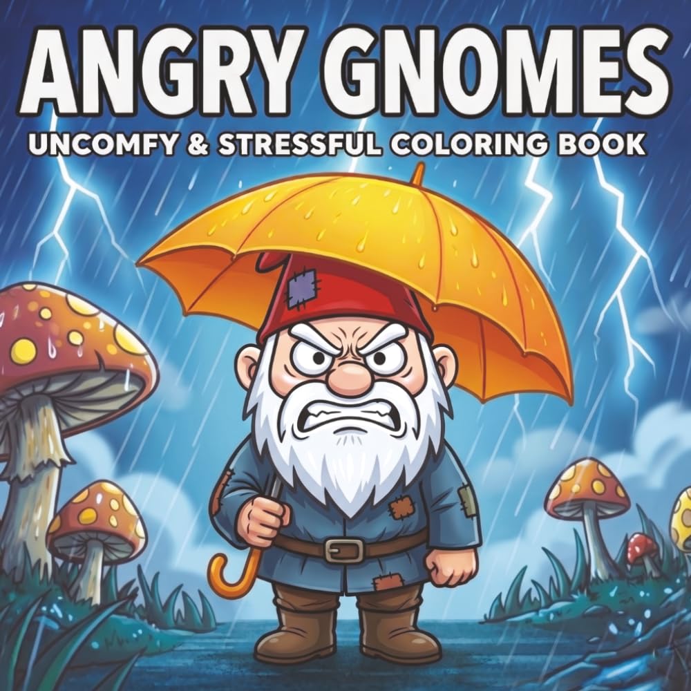 Angry Gnomes: Funny Cute Coloring Book for Kids and Adults. +40 Bold and Easy Illustrations of Gnomes. Perfect for Stress Relief an Unwind
