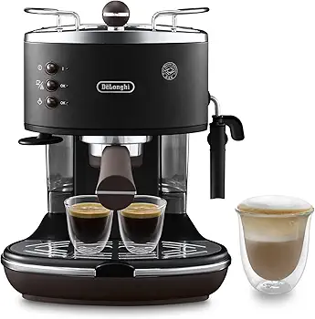 ECOV311.BK Cafetera Espresso Vintage Icona, Independiente, Semi-autom?tica, 1050 W, 1.4 L, 15 bares, color negro