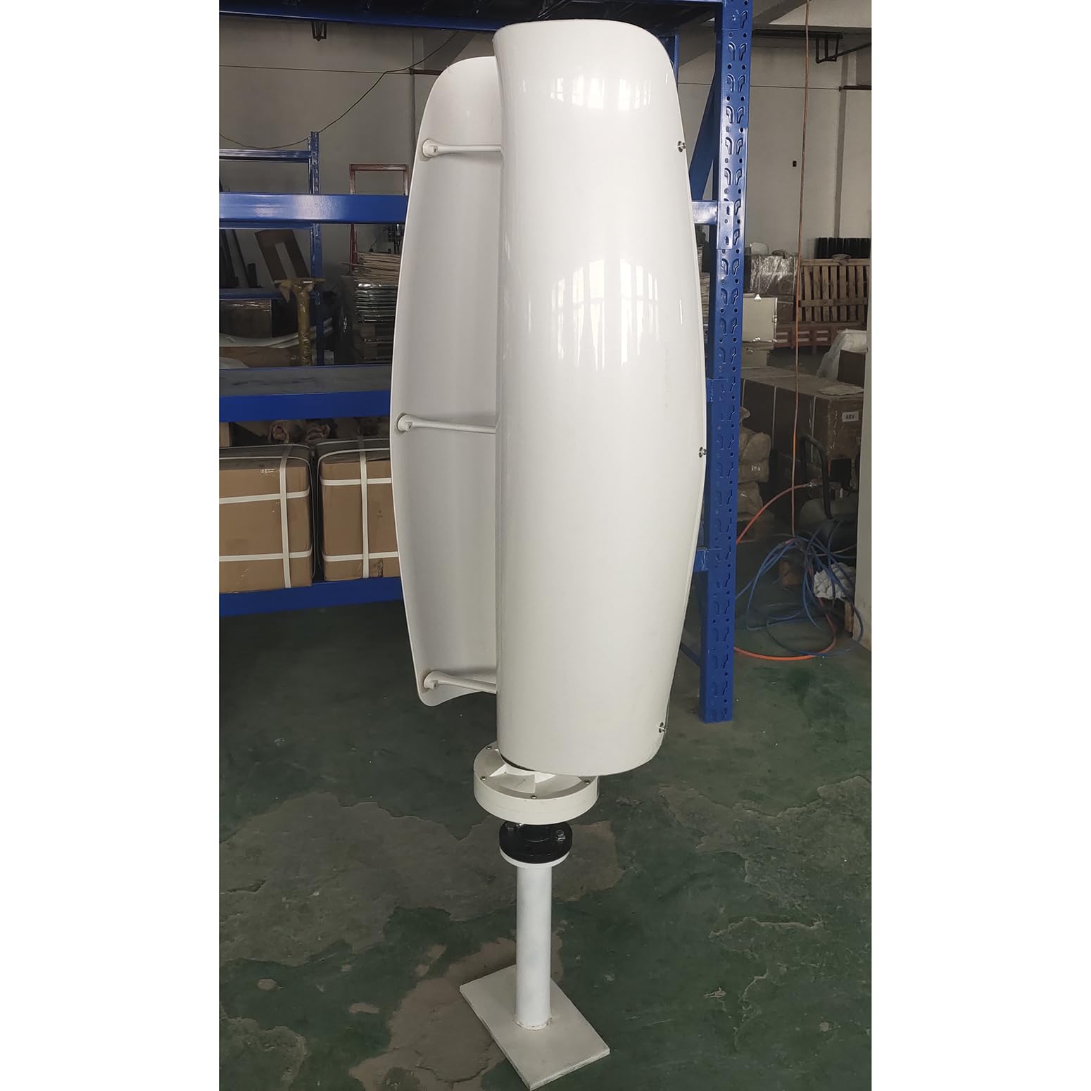 3KW Windkraftanlage Generator Windkraftanlagen 12V / 24V / 48V Vertikale Windgenerator Mit MPPT-Controller Und 2 Glasfaserflügeln, Dreiphasiger Magnetschwebebahngenerator,Weiß,3000W48V