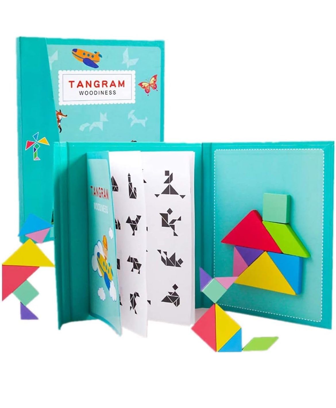 KIDSPARK Tangram Travel Game Magnetic Puzzle Book Game Tangrams Jigsaw Shapes Dissection with Solution Questions Traveler Challenge IQ Educational Toy for Kids and Adult (Pack of 1) (B0DDQC6VNT) Amazon Price History, Amazon Price Tracker