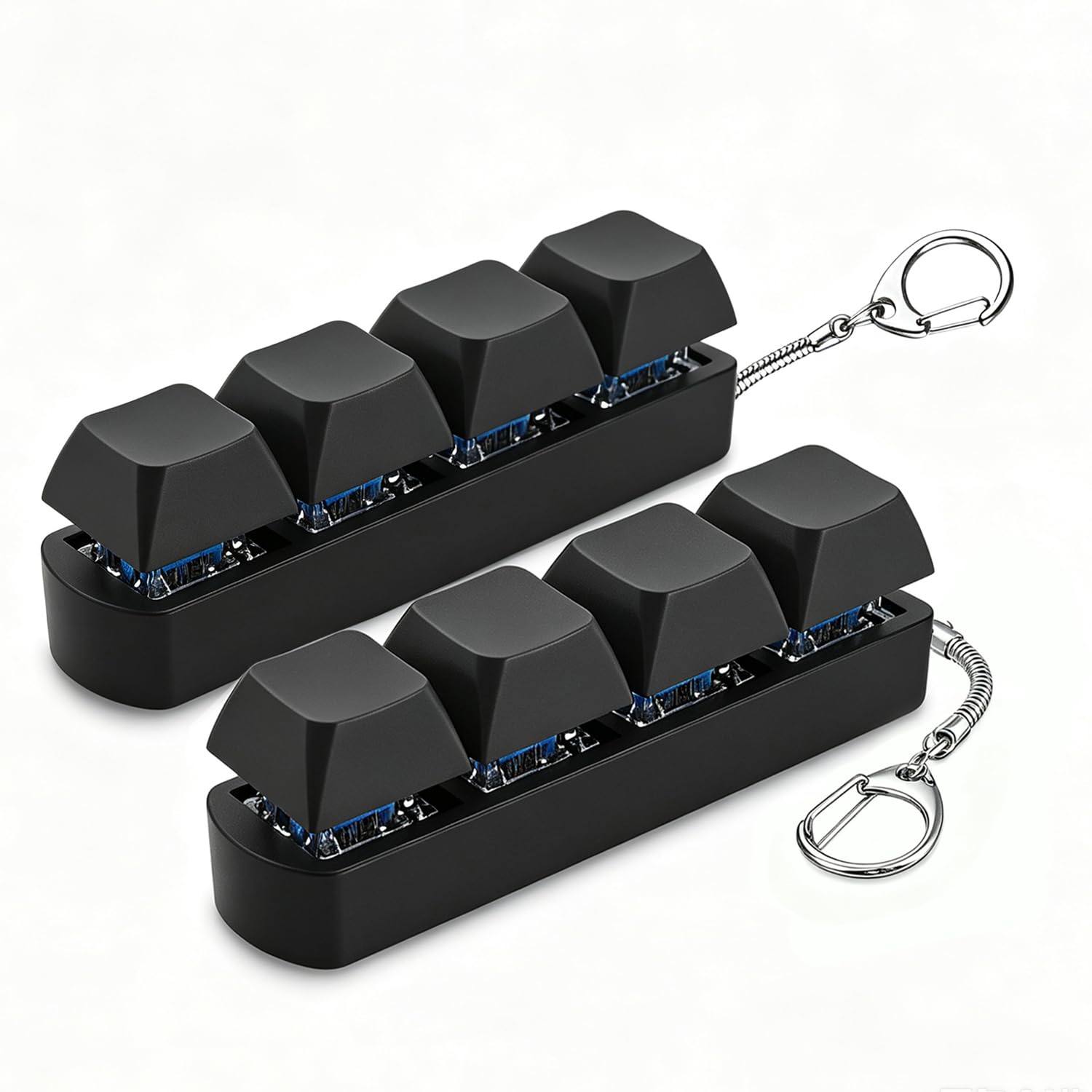 2Pcs Keyboard Fidget Toy, Fidget Toys, Quality and Built to Last, Fidgets Toy, Portable Fidgets Keyboard with Keychain, Functional Gifts for Adults and Kids (Black-No Light)