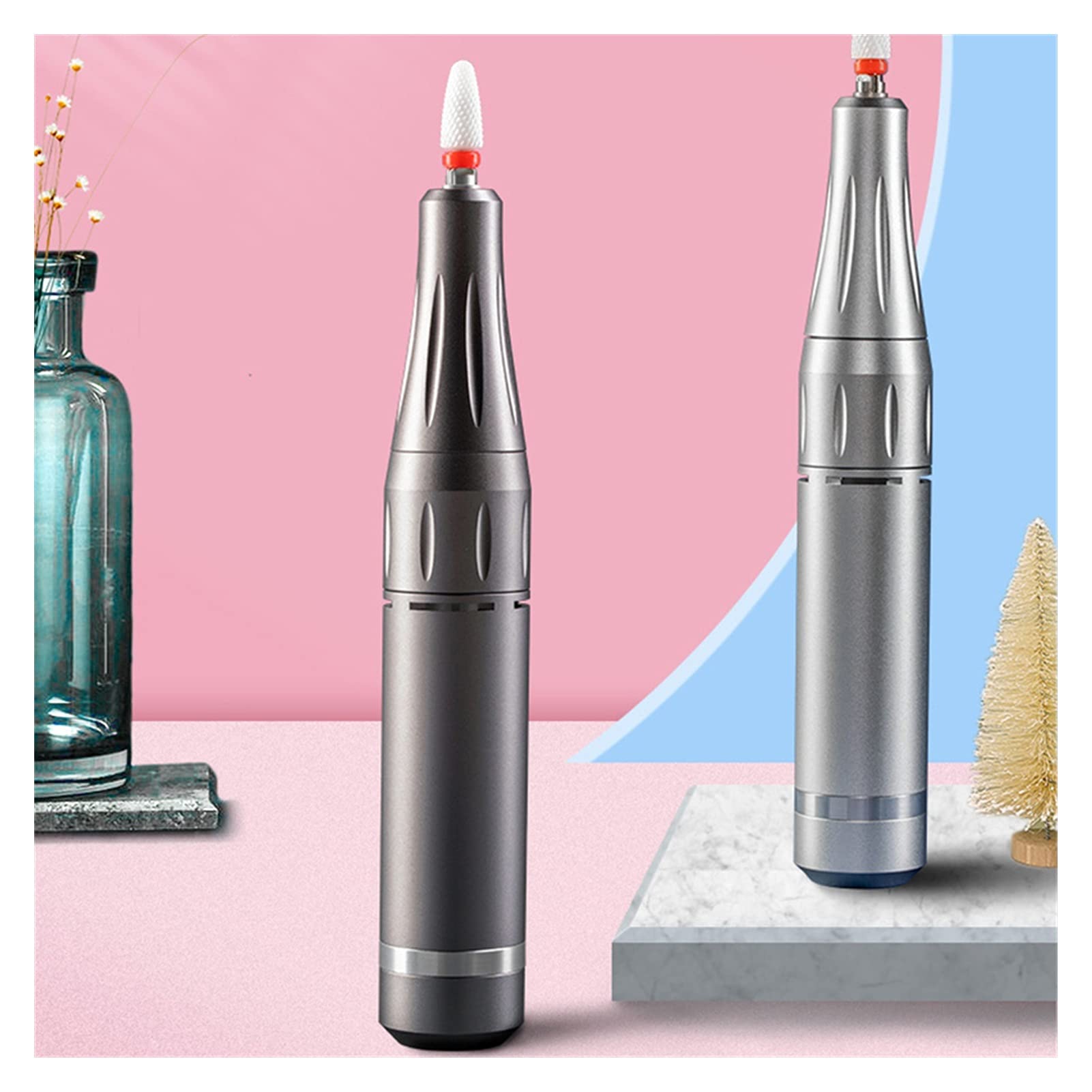 Máquina Perforadora de uñas 3500 0RPM Conjunto de máquinas Taladro uñas eléctricas portátil Polaco Gel Quitar Molino Cortador para Herramientas pedicura la máquina manicura(Silver Set)