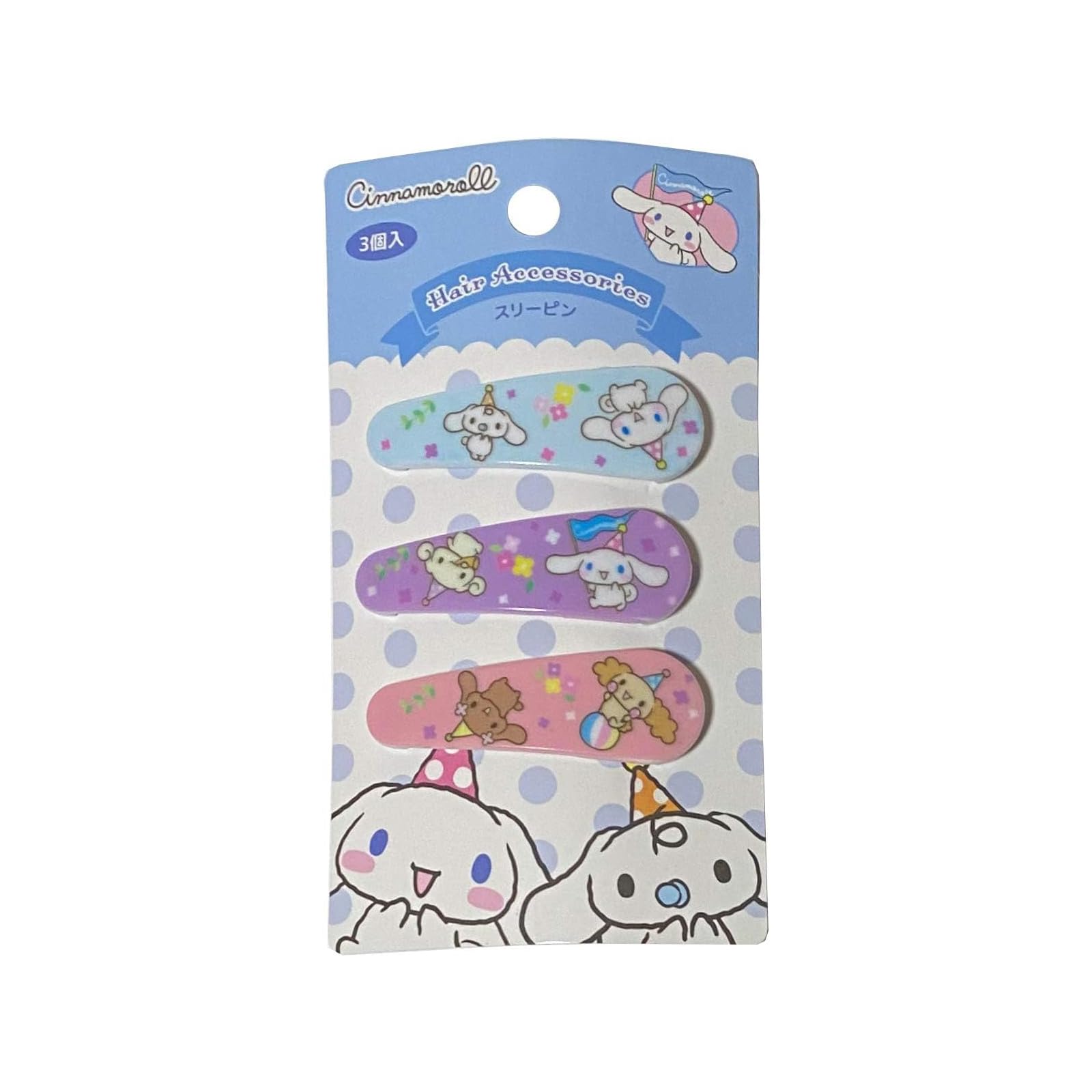 Sanrio Cinnamonroll Hair 3-pin Accessories Barrette Blue Purple Pink 3pcs Set
