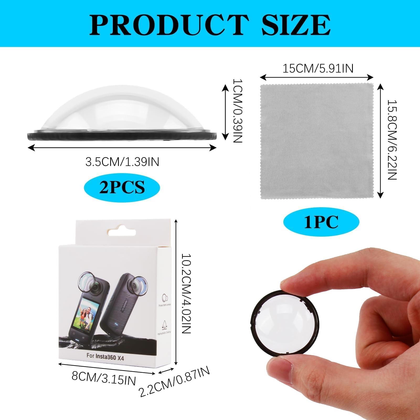Protezioni Lenti Premium compatible con Insta 360 one X4 – Kit Protezione Obiettivo, Superficie Impermeabile, Antigraffio e Antipolvere, Accessori Fotocamera Sportiva, Alta Trasparenza