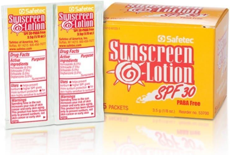 Safetec Sunscreen Lotion 53700 3.5 Gram Packets SPF 30 - (Box of 25)