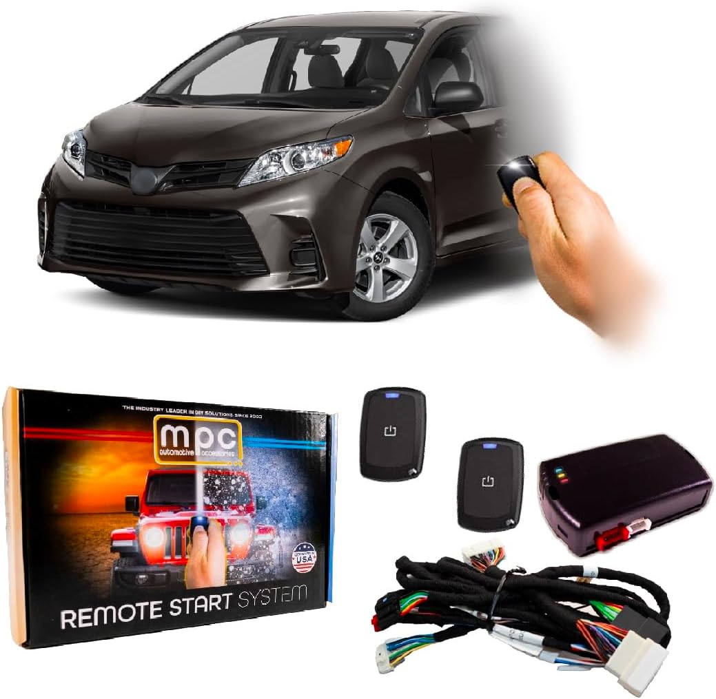 MPC Remote Start Compatible with Toyota Sienna 2011-2020 || Long Range 1-Button Remotes || Push to Start Only || Plug and Play || USA Tech Support