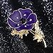 Enamel Crystal Flowers Poppy Brooch Pins for Women Soldier Remembrance Day Gifts Jewelry (Purple)