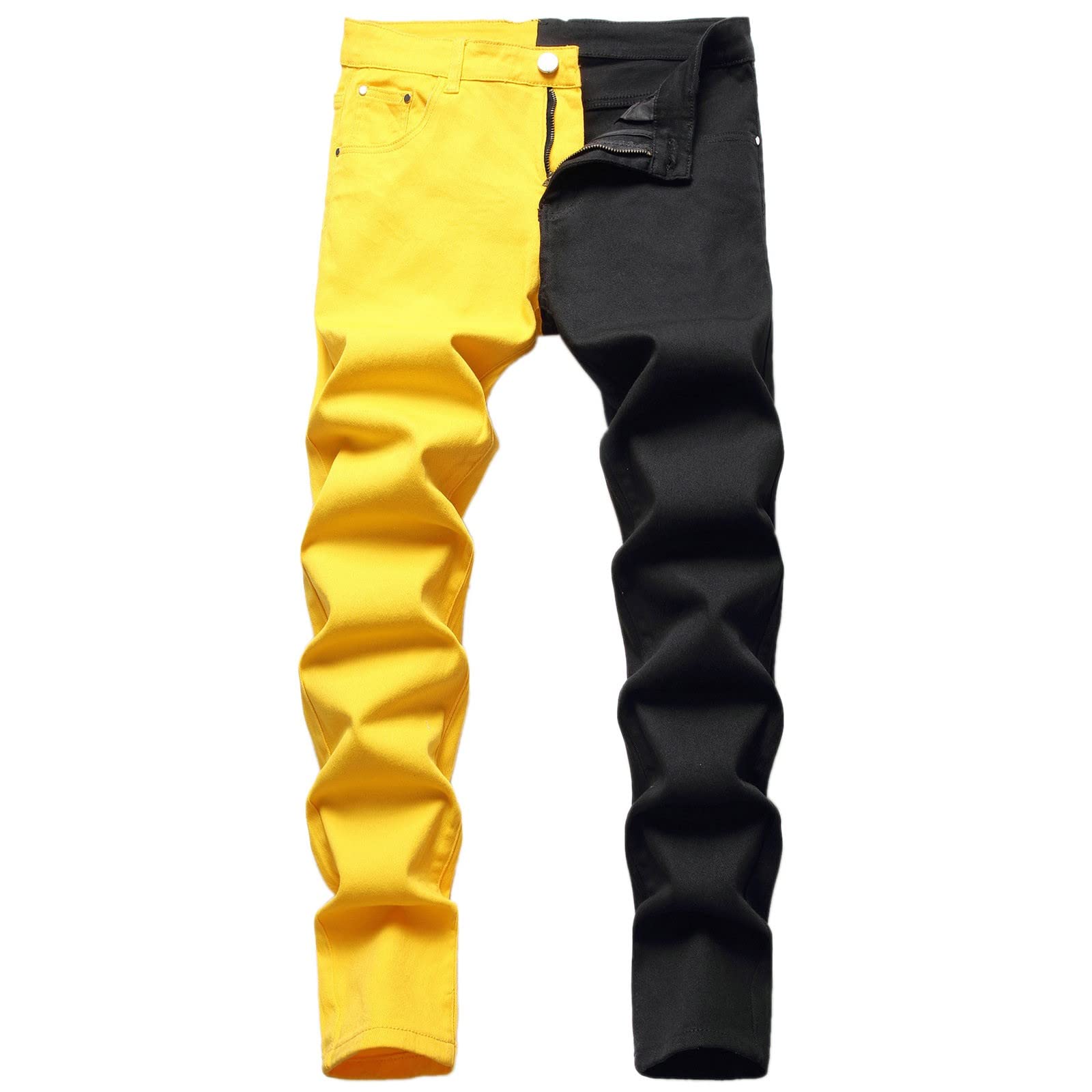 SDGRFashion Street Hip Pants with Pockets Straight Casual Jeans Patchwork Men's Hop Denim Men's Pants S Big and Tall 501