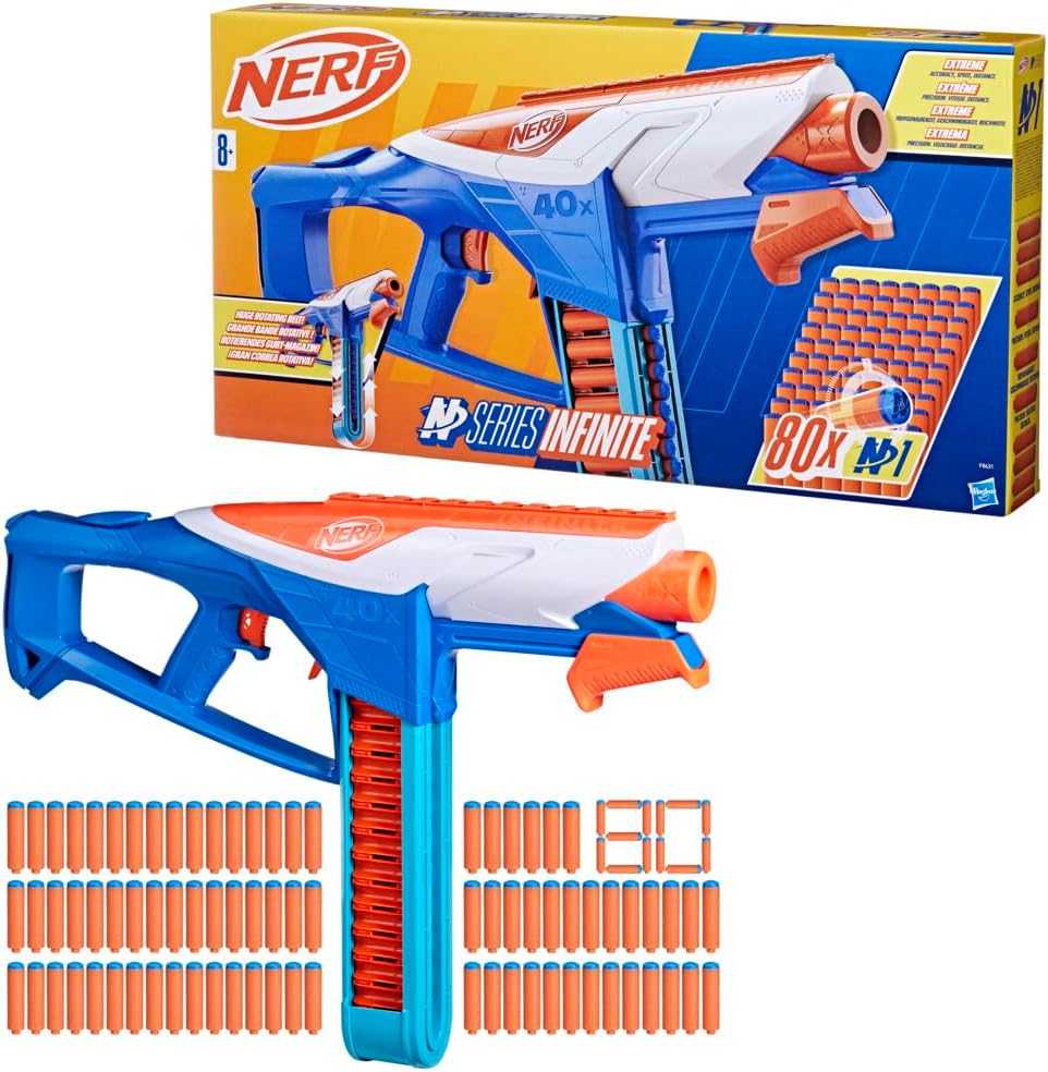 N Series Infinite Blaster Toy for 8+ Year Old Kids, Dart Launcher with 80 Official N1 Foam Darts
