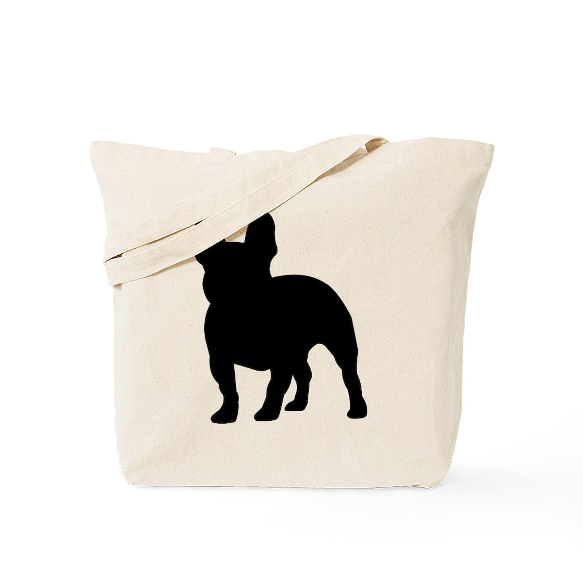 CafePress French Bulldog Silhouette Tote Bag Reusable Natural Beige Canvas Shopping Bag