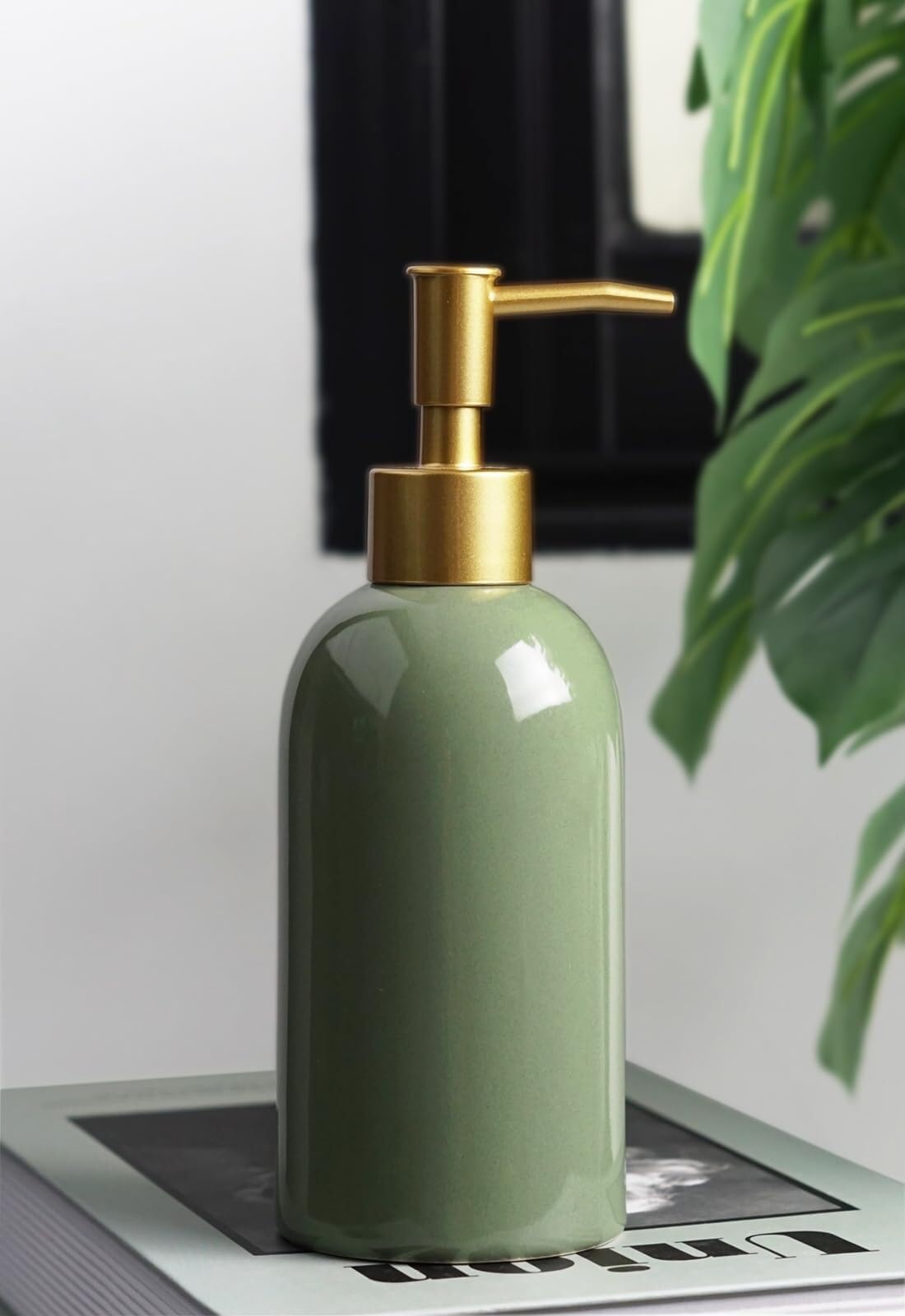 Distributeur Savon Liquide Bouteille distributrice de Savon en céramique avec Pompe Bain