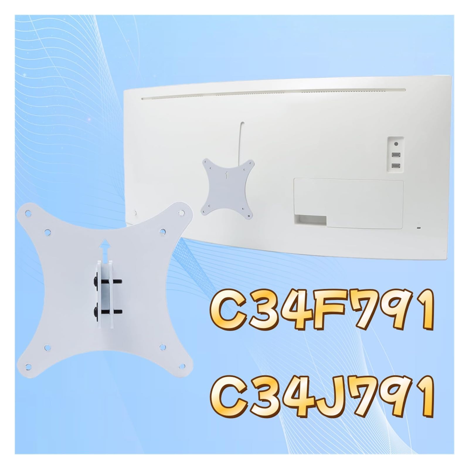 Adattatore VESA, Compatibile con Monitor Samsung CJ79 CF79 da 34 Pollici C34F791WQE C34F791WQU C34F791WQI C34F791WQL C34J791WTE C34J791WTU Modifica Schede di Conversione(White)