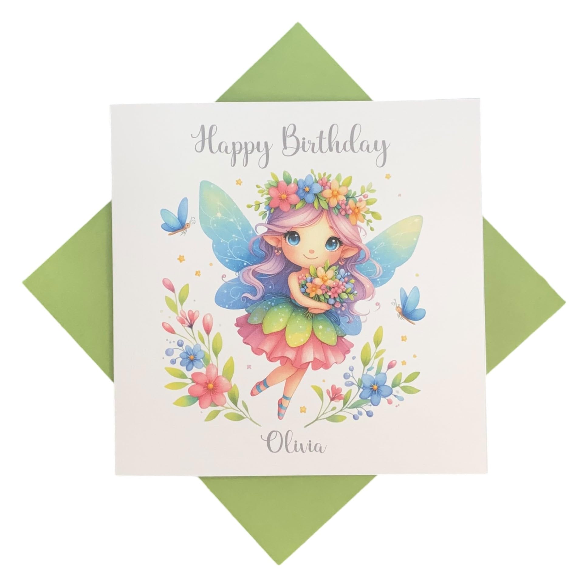 Personalised Girls Childrens Birthday Card - Greeting Card, Gift for Daughter Sister Niece Grandaughter Cousin Friend Children Kids - Various Designs To Choose (Fairy 3)