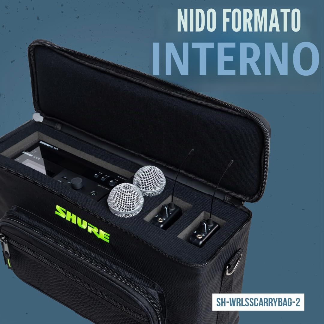 Shure by Gator, Borsa per il Trasporto Imbottita che Contiene fino a 2 Sistemi di Microfoni Wireless; (SH-WRLSSCARRYBAG-2)