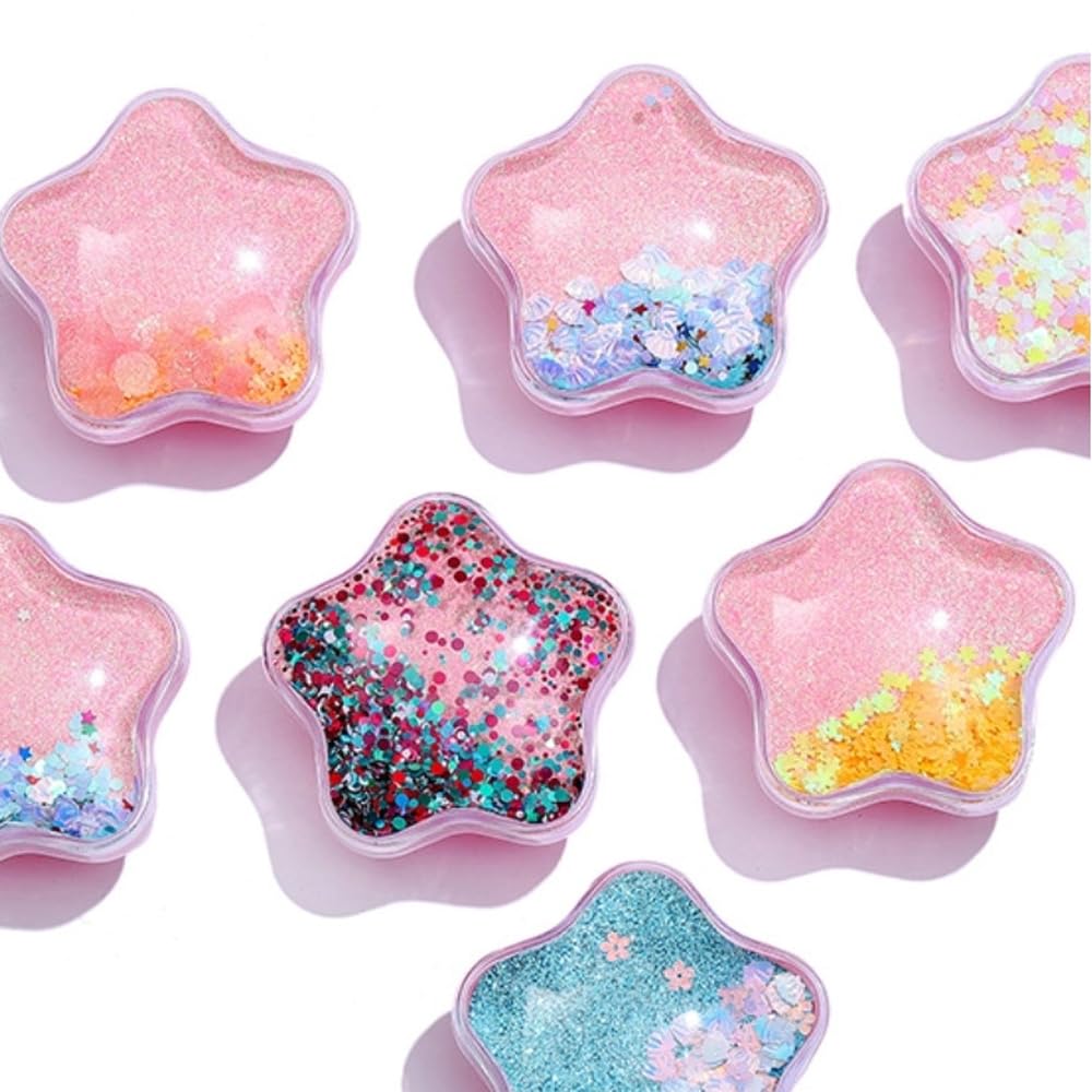 Star Shaped Detangler Hair Brush, Detangling Hair Comb Christmas Princess Glitter Comb Hairbrush Massage Scalp No Pain Detangler for Dry & Wet Hair Kids Girls Woman (Pink D)