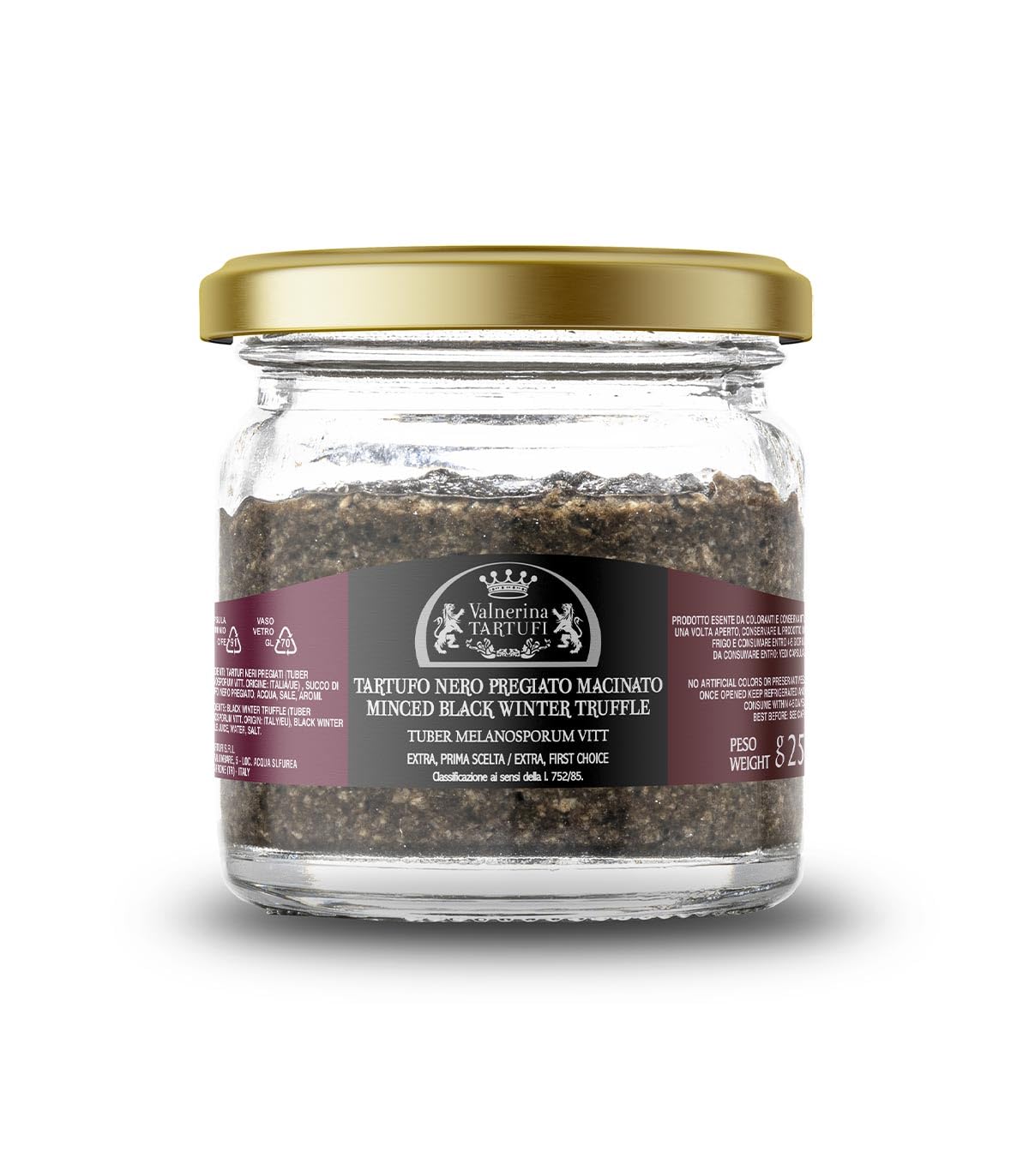 Minced Black Winter Truffle | Extra First Choice Ground Truffles, Natural, Artisanal and Italian stored in his own Juice | Jar 25 gr.