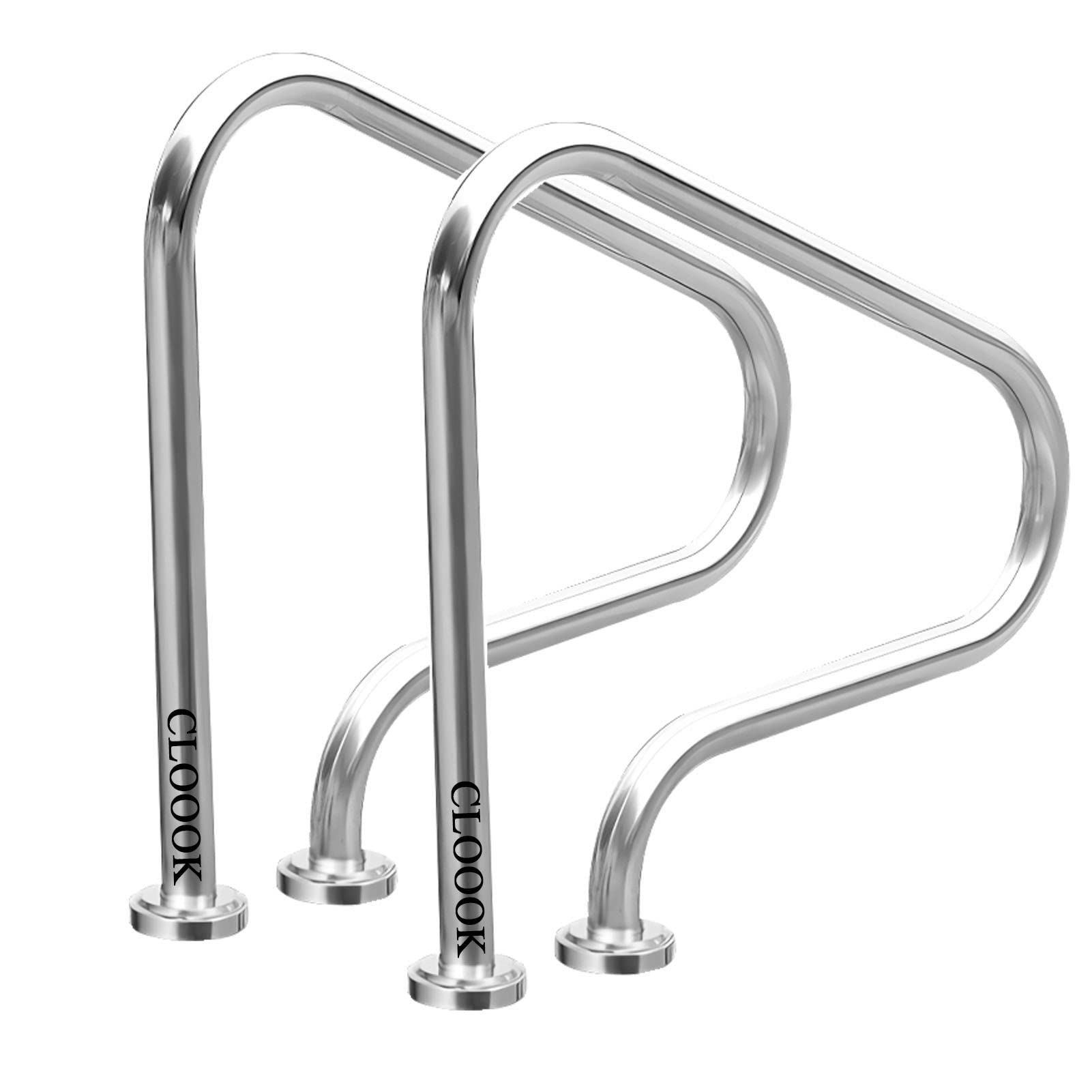 MSHGSKU Pool Handrails Swimming Pool Safety Hand Rail Indoor Swimming Pool Handrails Summer Outdoor Stainless Steel Safety Pool Hand Rails for Inground Pool Entry