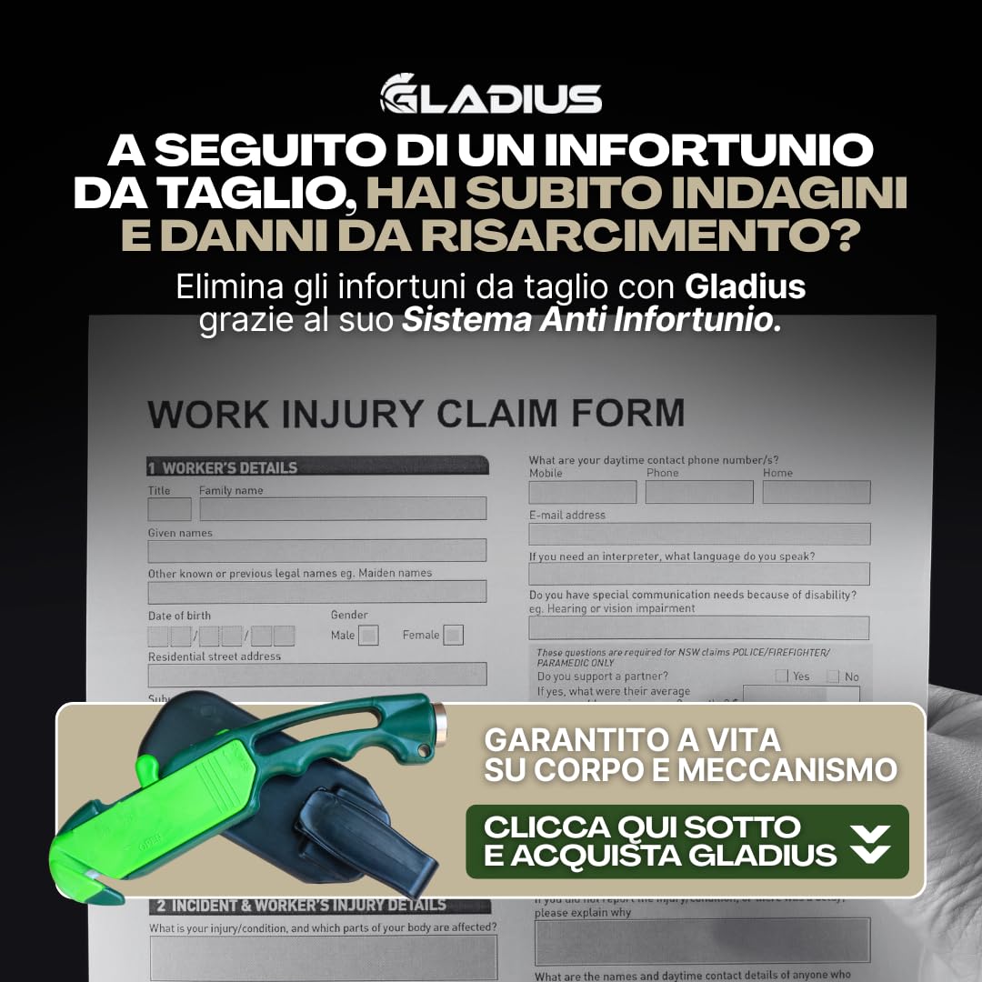 Pack 3 GLADIUS: Taglierino, Cutter Antinfortunistico Professionale a Tripla Funzionalità. Lama retrattile automatica di Sicurezza. Anti-inceppamento, Battichiodi. Perfetto per Carta, Cartone, Tessuti.