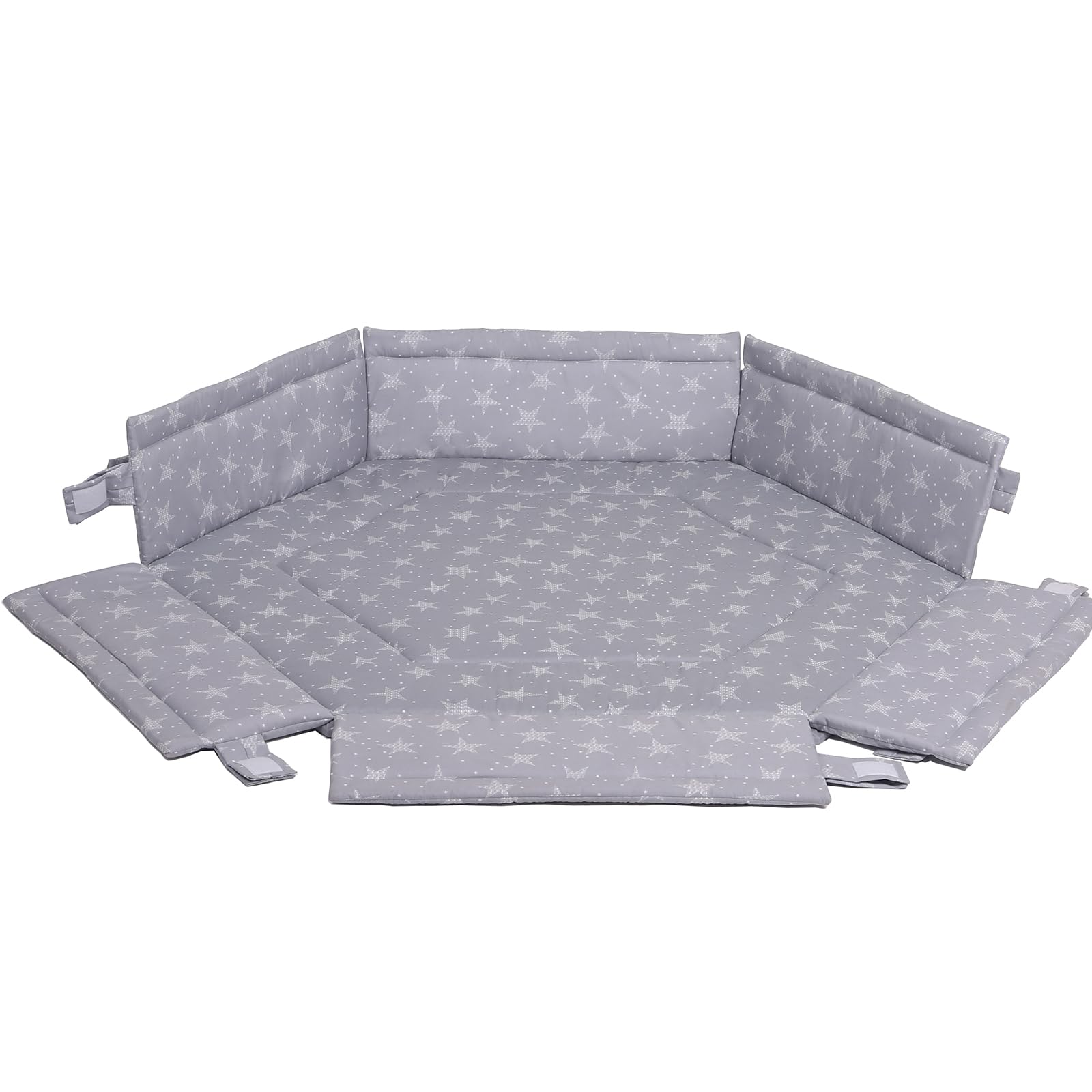Laufgitter Laufstall 6-eckig Baby Krabbelgitter inkl. Stoffeinlage 3-fach höhenverstellbar WEISS 5230402