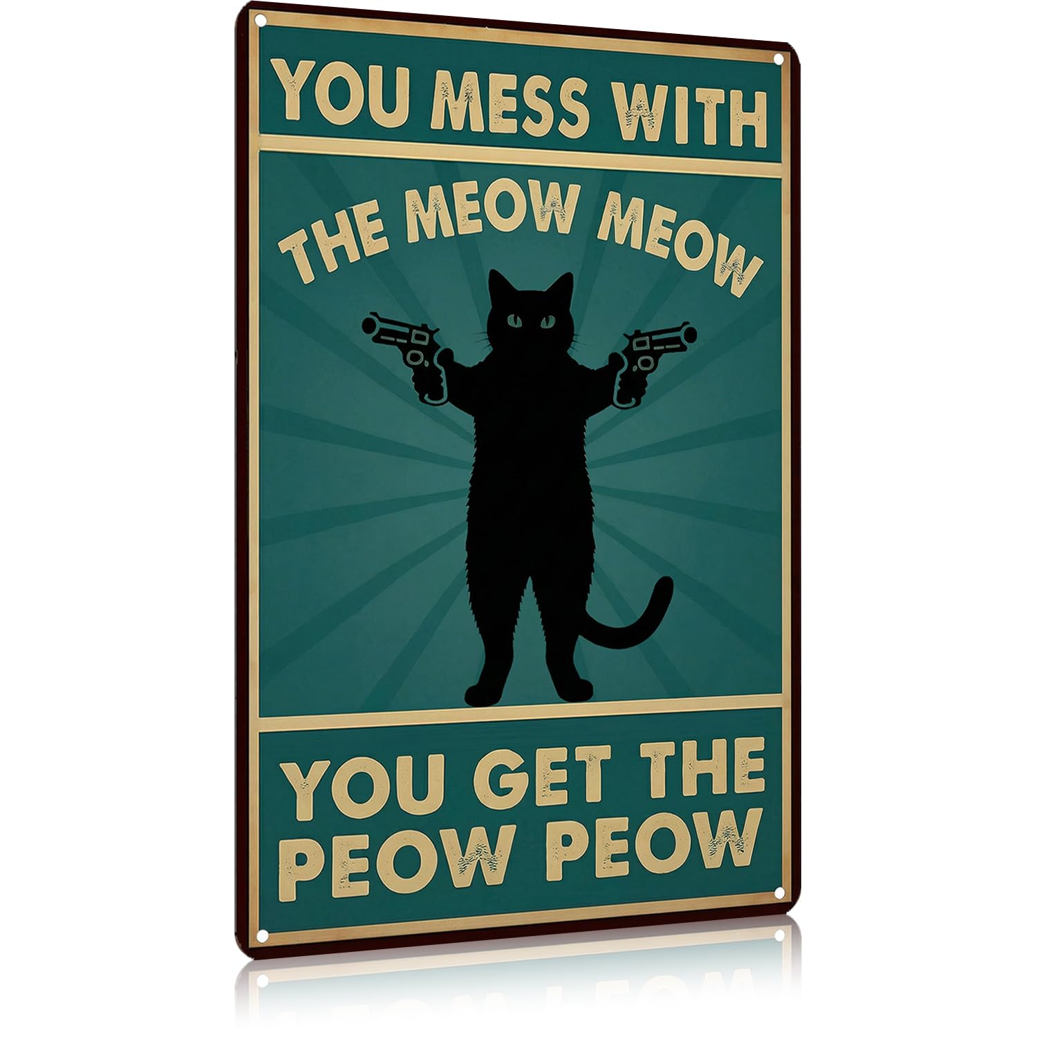 peiyeety Cat Lovers Gift Cat Tin Sign for Home Man Cave Bedroom Living Room Bathroom Decor 8 X 12 Inch (Dark Green)