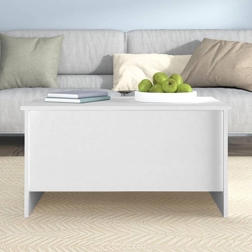 vidaXL Coffee Table, Lift Top End Table with Hidden Compartment, Accent Sofa Table for Living Room, Modern Style, White Engineered Wood
