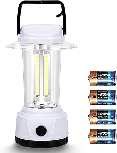 DOZAWA Linterna LED de camping, 2000 lúmenes, luces de campamento alimentadas por pilas, luz de emergencia súper brillante con gancho, 5 modos de