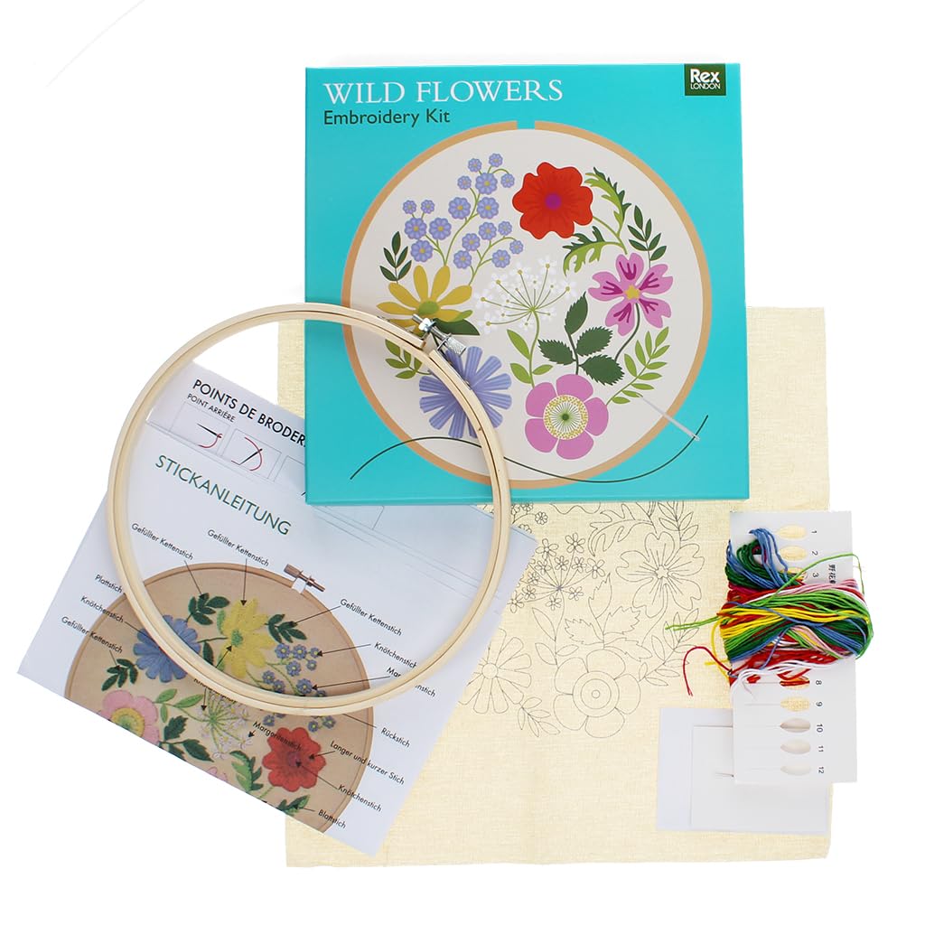 Rex London Multi Embroidery Kit - Wild Flowers