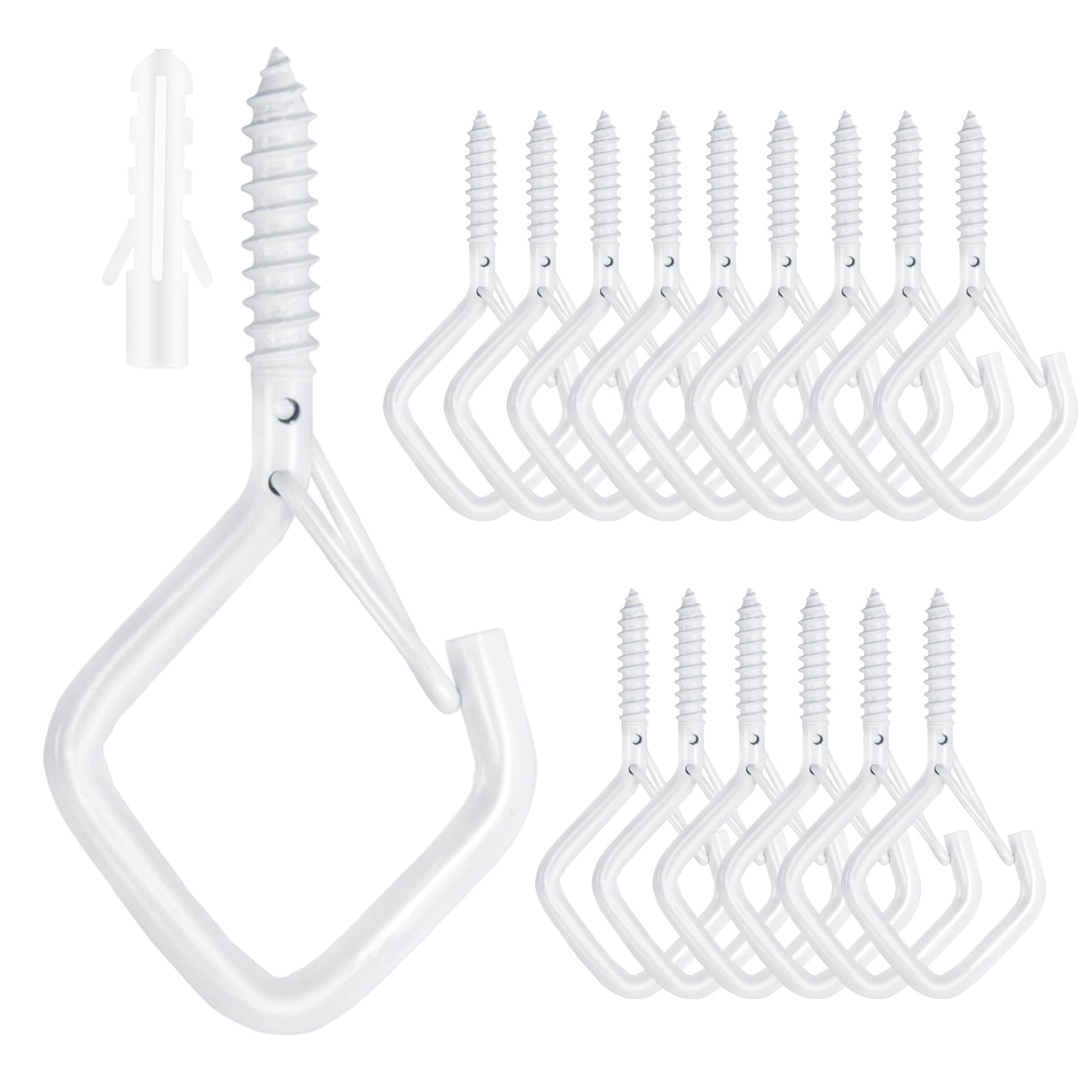 Viweolm 15 Pcs White Eye Hooks Screw Heavy Duty,Ceiling Hooks for Hanging Plants,String Lights,Cup,Wind Chime,Bird Feeders. Plant Hanger Indoor&Outdoor
