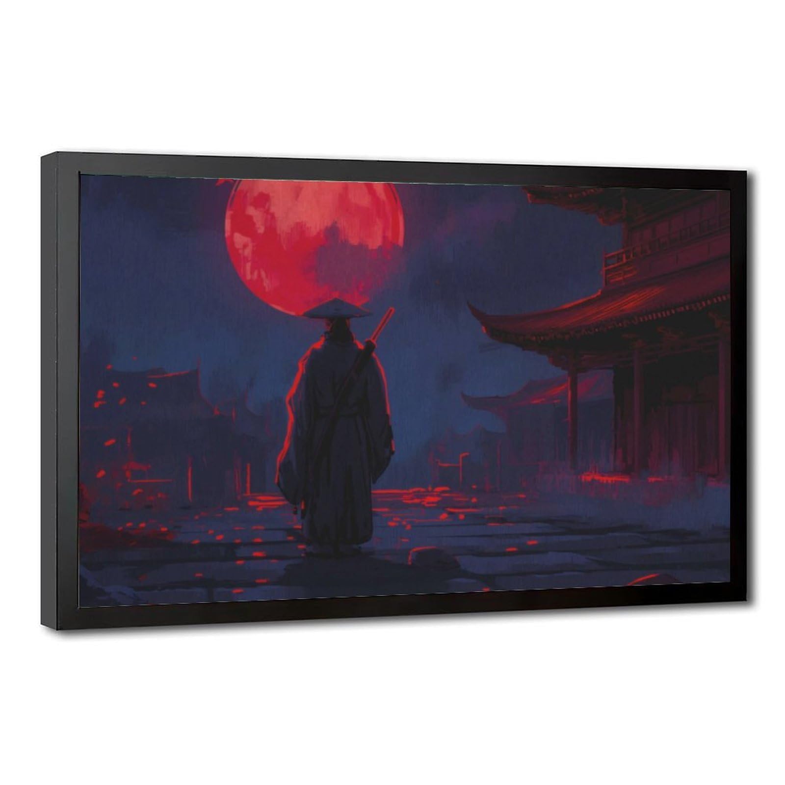 Bareronor Japanese Samurai Canvas Poster Bedroom Decor Landscape Office Room Decor Gift 24" L X 36" W