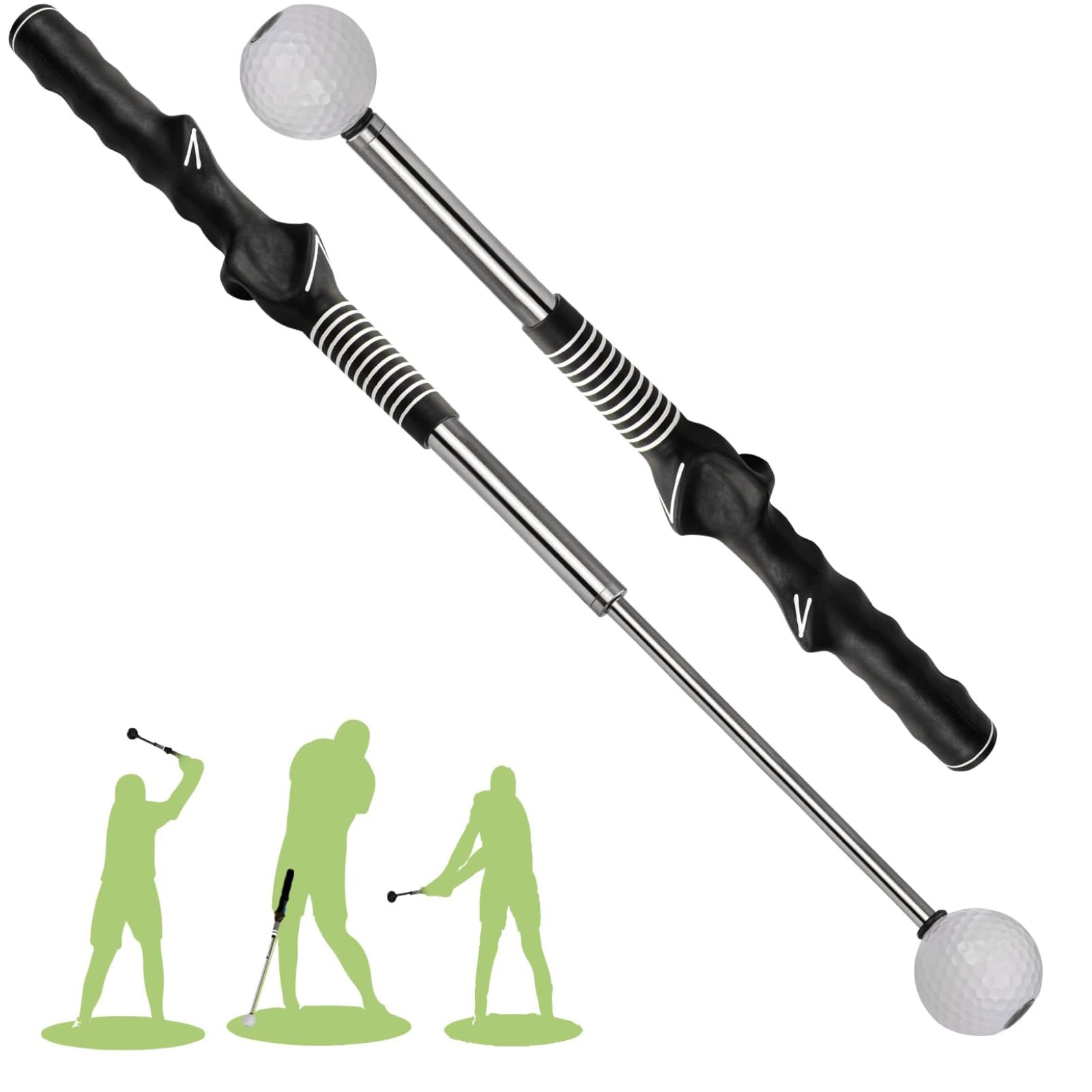 Left-Handed Retractable Golf Swing Trainer Aid for Grip, Warm-up, Strength, Tempo, Chipping & Hitting – Ideal for Indoor Practice and Golf Skill Improvement
