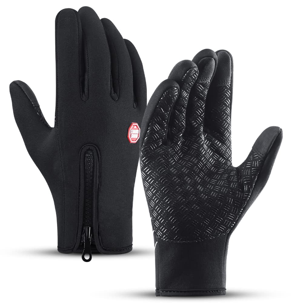 HulierWinter Warm Gloves, Touchscreen Thermal Gloves,Non-Slip Elastic Cuff Cycling Gloves,Windproof Water-Resistant Running Gloves for Men Women Running Driving Cycling Climbing Hiking Skiing, Black