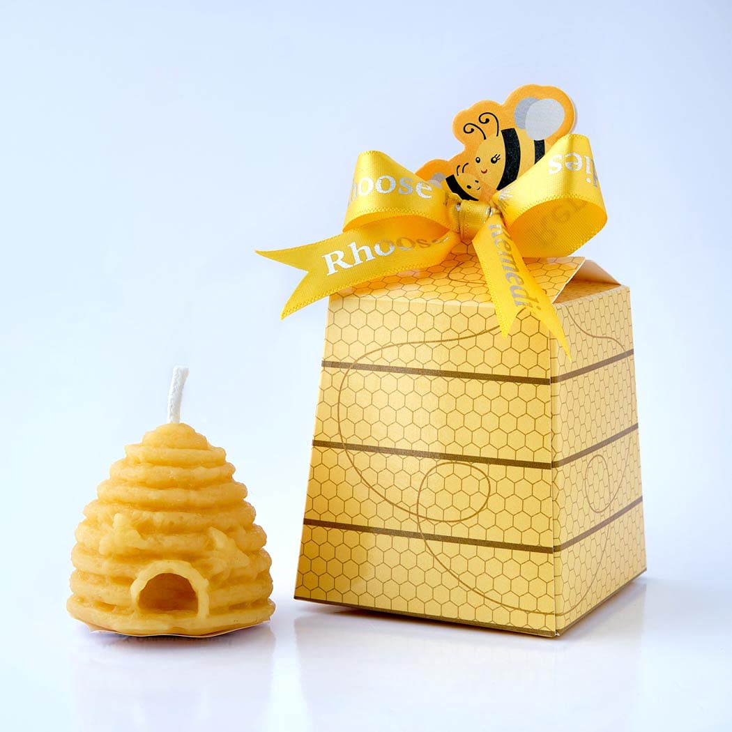 Rhoose Point Remedies Yellow Beehive Beeswax Candle Bee Gifts - Our Pure Beeswax Comes From Bees That Have Organically Fed On Forest, Wildflower & Gorse Blossom. Sourced From Only The Most Natural Hives