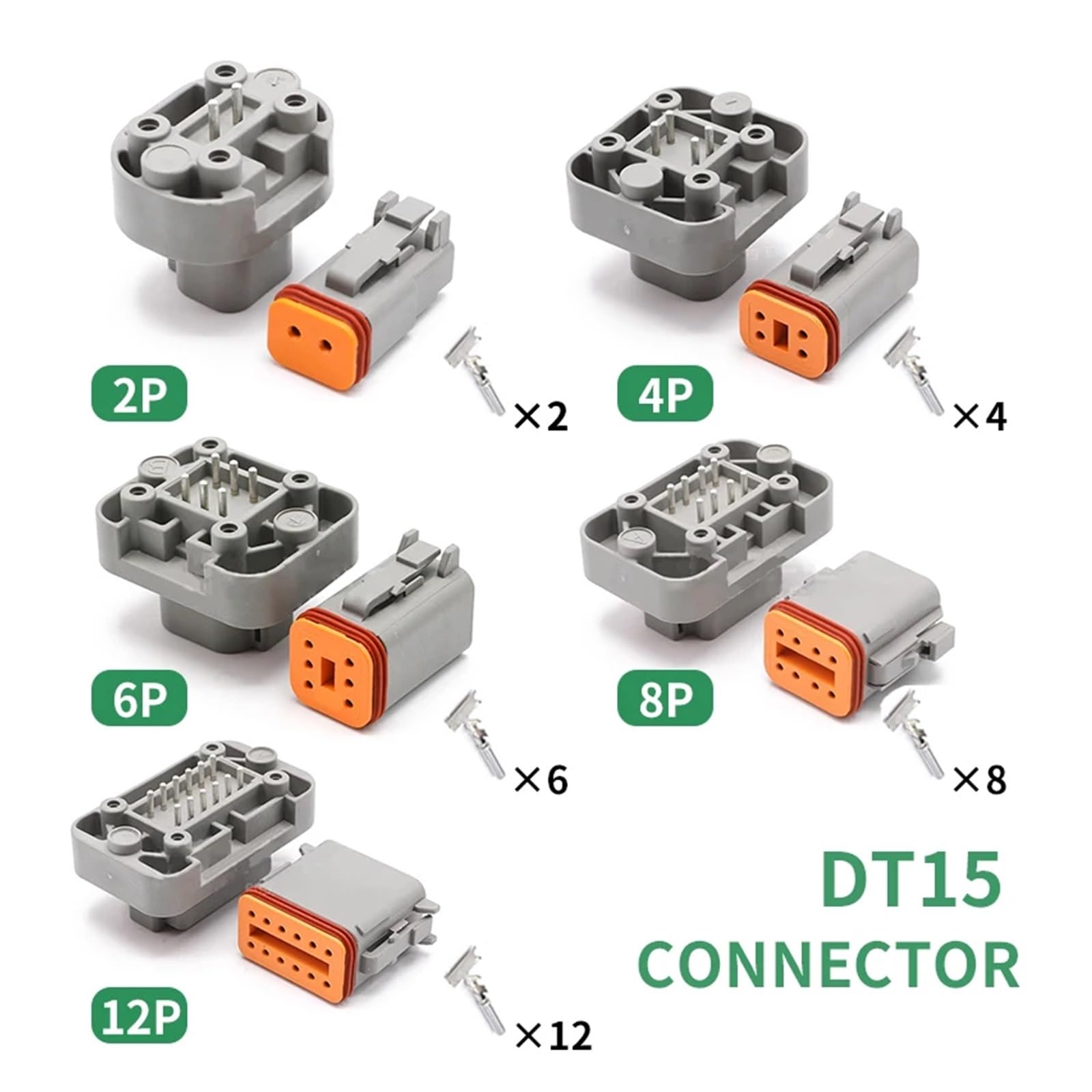 5/10/100 juegos de conectores DT/DTM/DTP/DT15/DT13 conector Deutch macho DT06-2S conector impermeable DT04-2P enchufe hembra(DT15,10 SETS_4P)