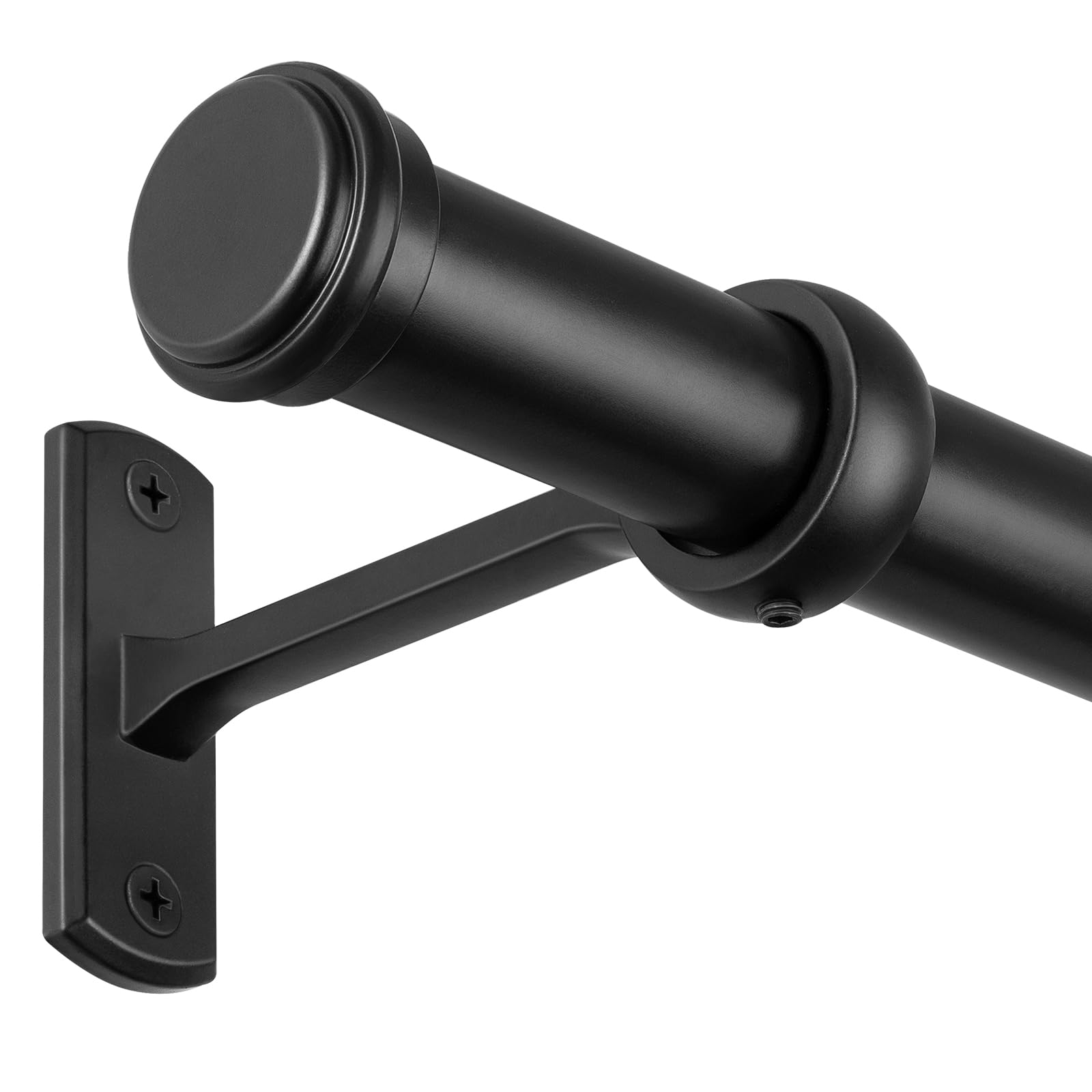 1 Inch Blackout Curtain Rods for Windows Patio, Adjustable Room Divider Curtain Rod Wall Mount & Ceiling Mount for Indoor & Outdoor, Black, 72" to 144"