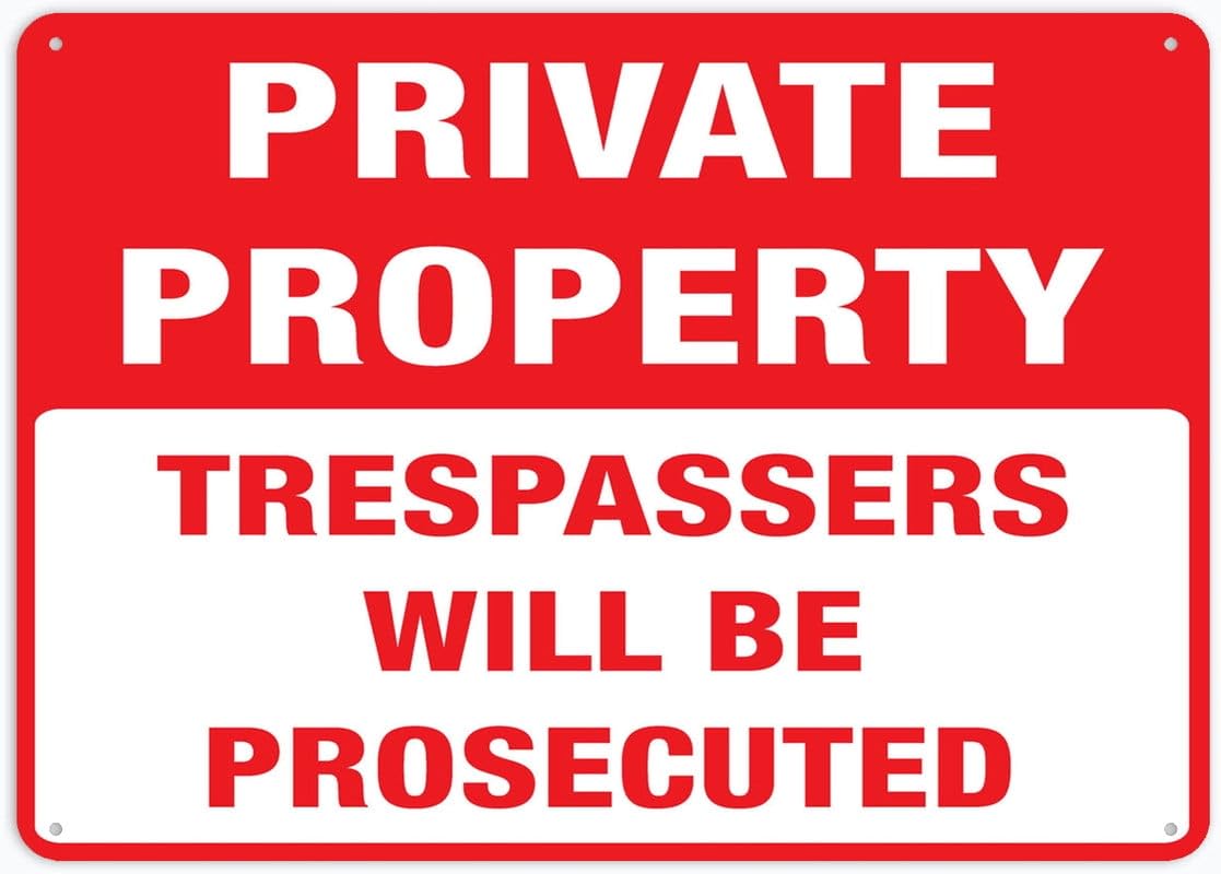 Private Property Trespassers Will Be Prosecuted for Cafe Home Living Room Bedroom Kitchen Garden Garage Cafe Bar Pub Tin Sign 8x12 Inch