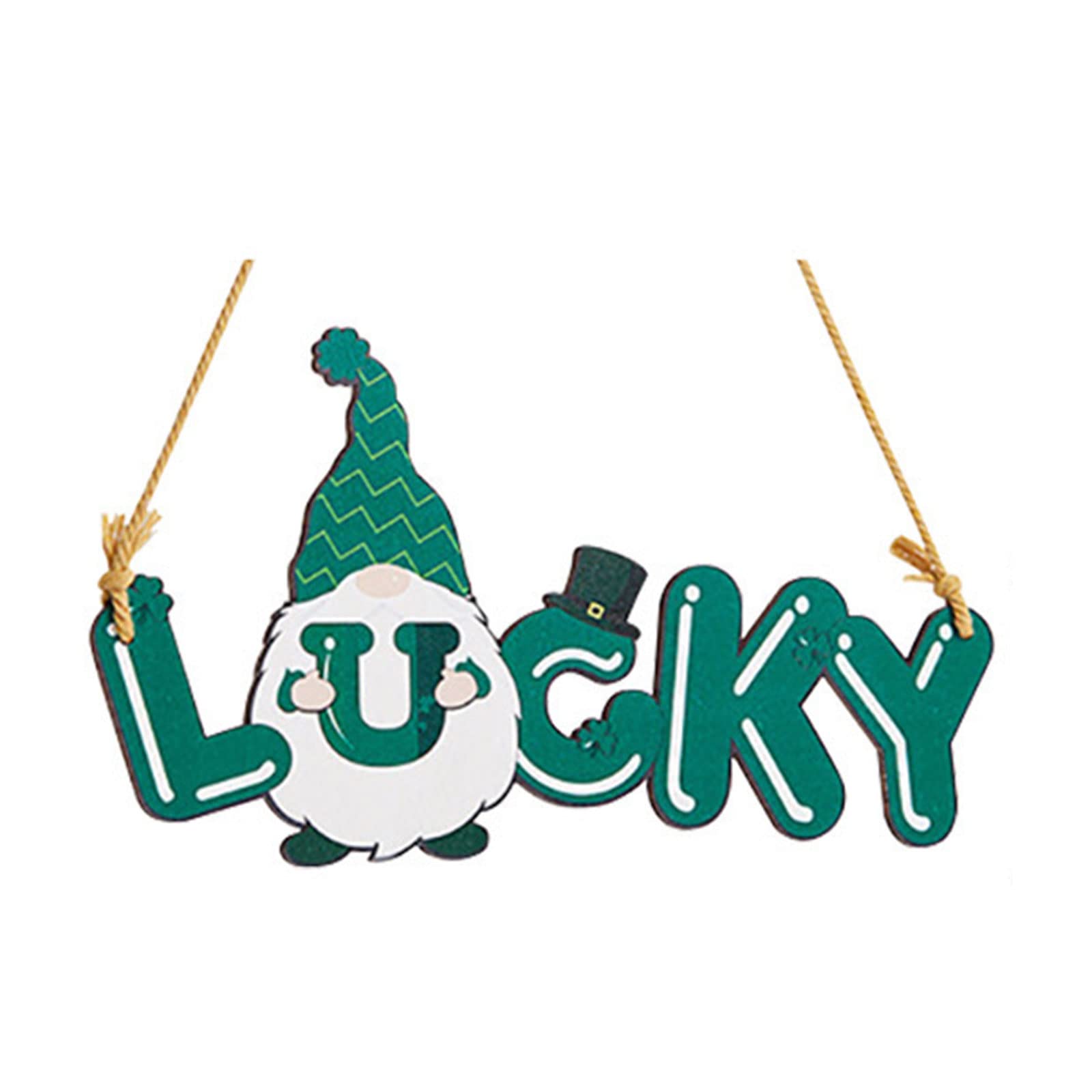 Buxuaaaa 210145B Wood Patrick Day Pendant Gnomes Green Plaques Decorative Ornaments For Festival Holiday New Year Party Patrick Day Ornaments
