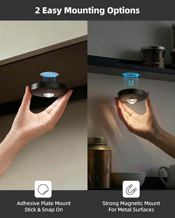 Aokpsrt Rechargeable Puck Lights with Remote Control, 1500mAh Battery Operated Tap Lights, Dimmer & Timer Under Cabinet, Wireless LED Stick-On for Closet, Bedroom, Kitchen - Black 12Pcs by Aokpsrt - Used condition - Image 3