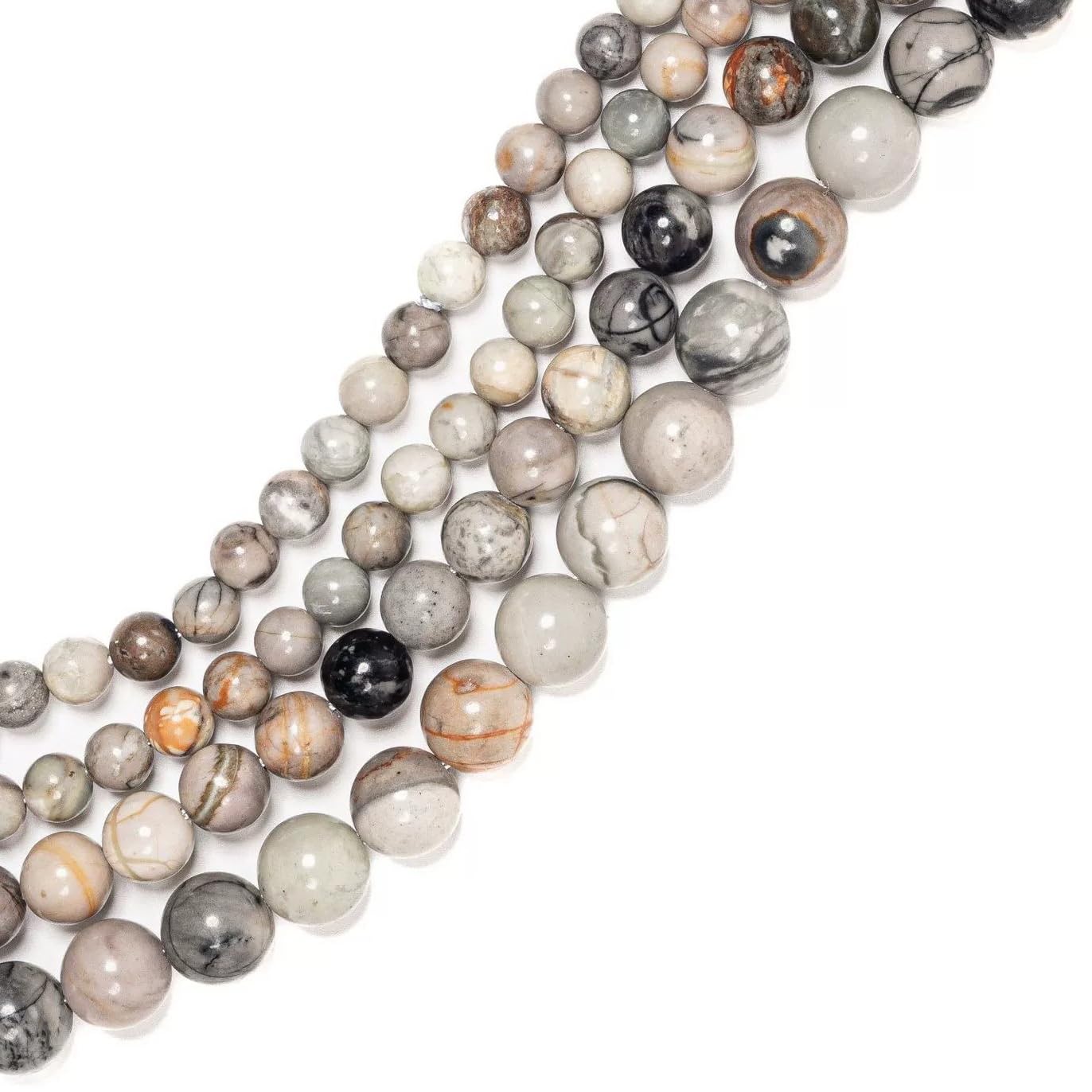 Malahill Natural Stone Beads For Jewelry Making - 5 Strands Faceted Rondelle 8mm, Grey Picasso, With Stretch Cord - View #9