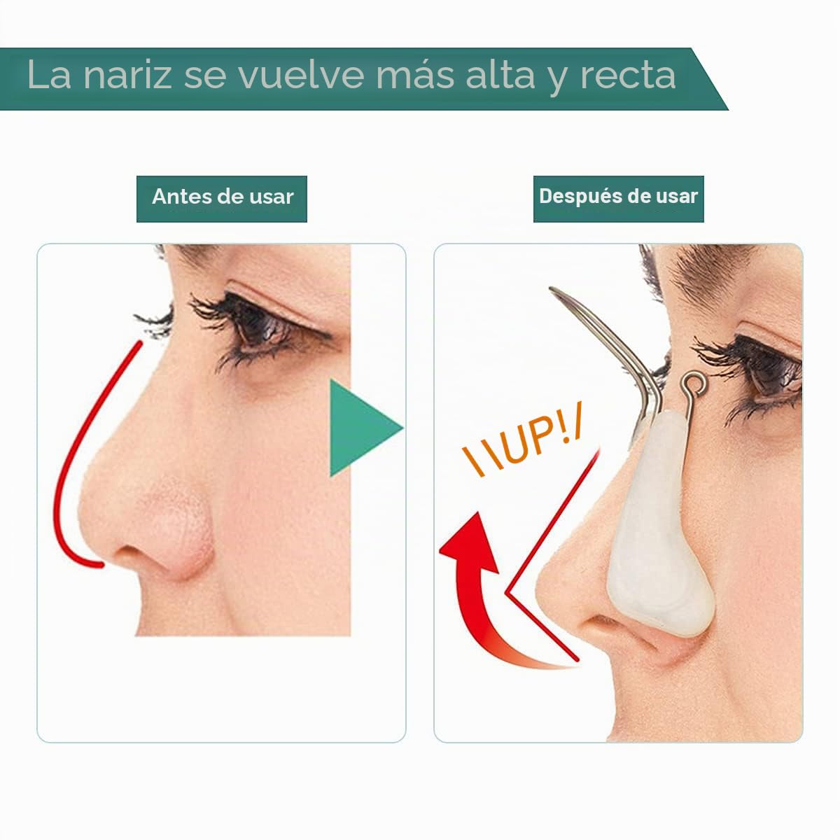 Corrector de Nariz, 2 Pinzas Moldeadoras Sin Dolor de Silicona Para Levantar y Estirar el Puente Nasal Sin Cirugía - Herramienta de Belleza