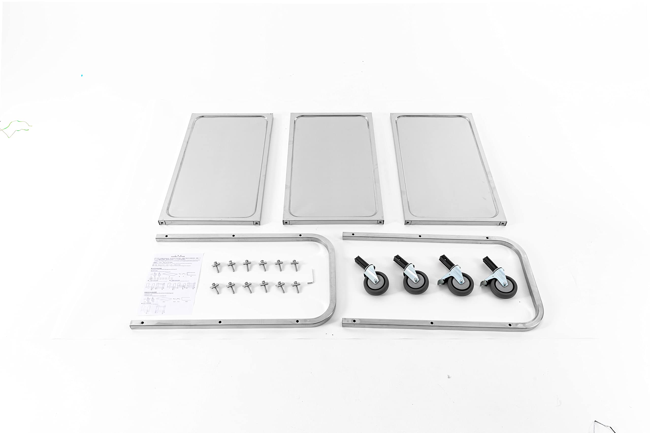 Carro de servicio con ruedas de acero inoxidable, 3 niveles, capacidad de carga de 25 kg, estantería con frenos, ahorra espacio, 33 x 45 x 90 cm, acero inoxidable pulido 201, para cocina