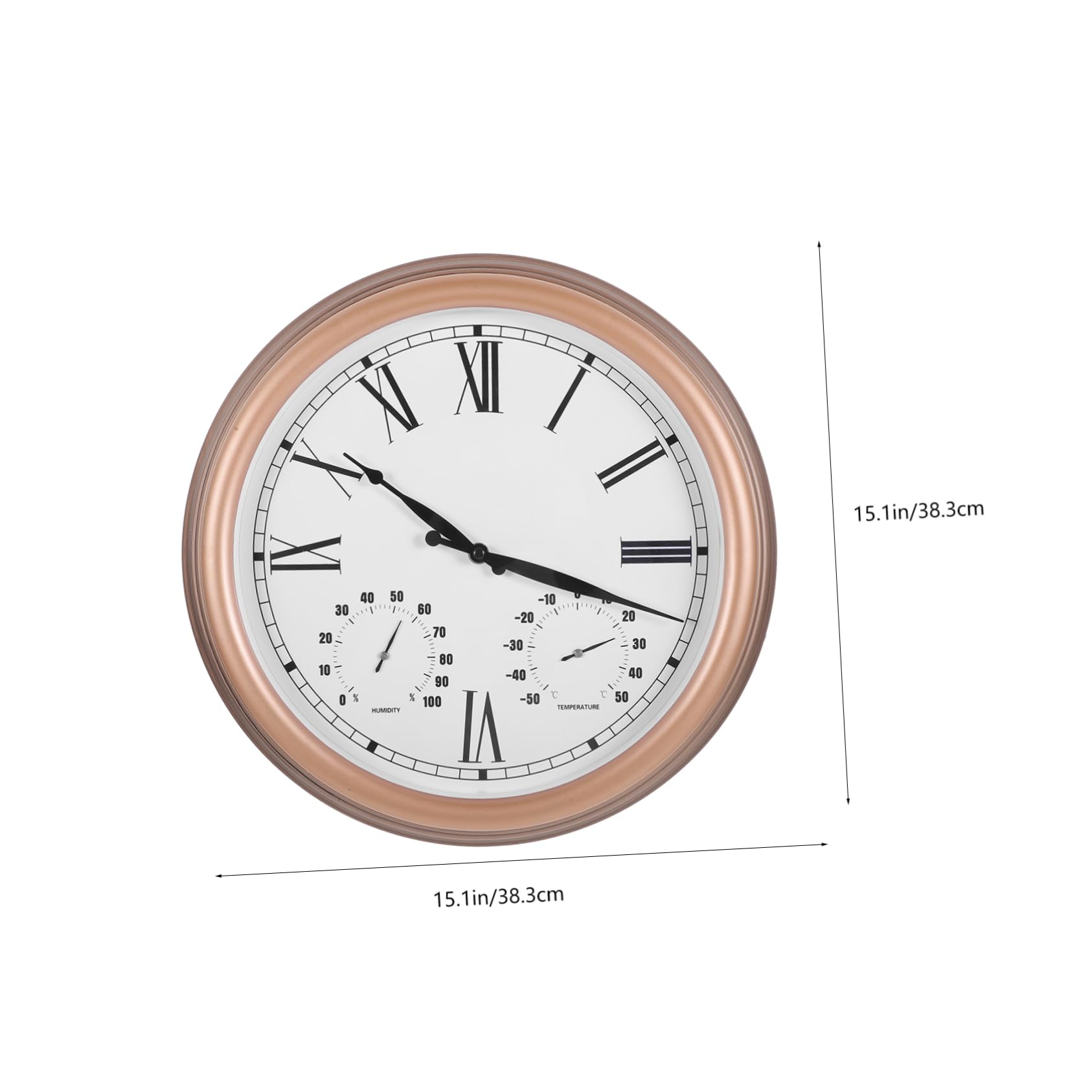OUNONA Outdoor Wall Clock with Thermometer Hygrometer Garden Decor Easy to Read Numbers for Patio Garden Silent Non Ticking Design Present for Housewarming