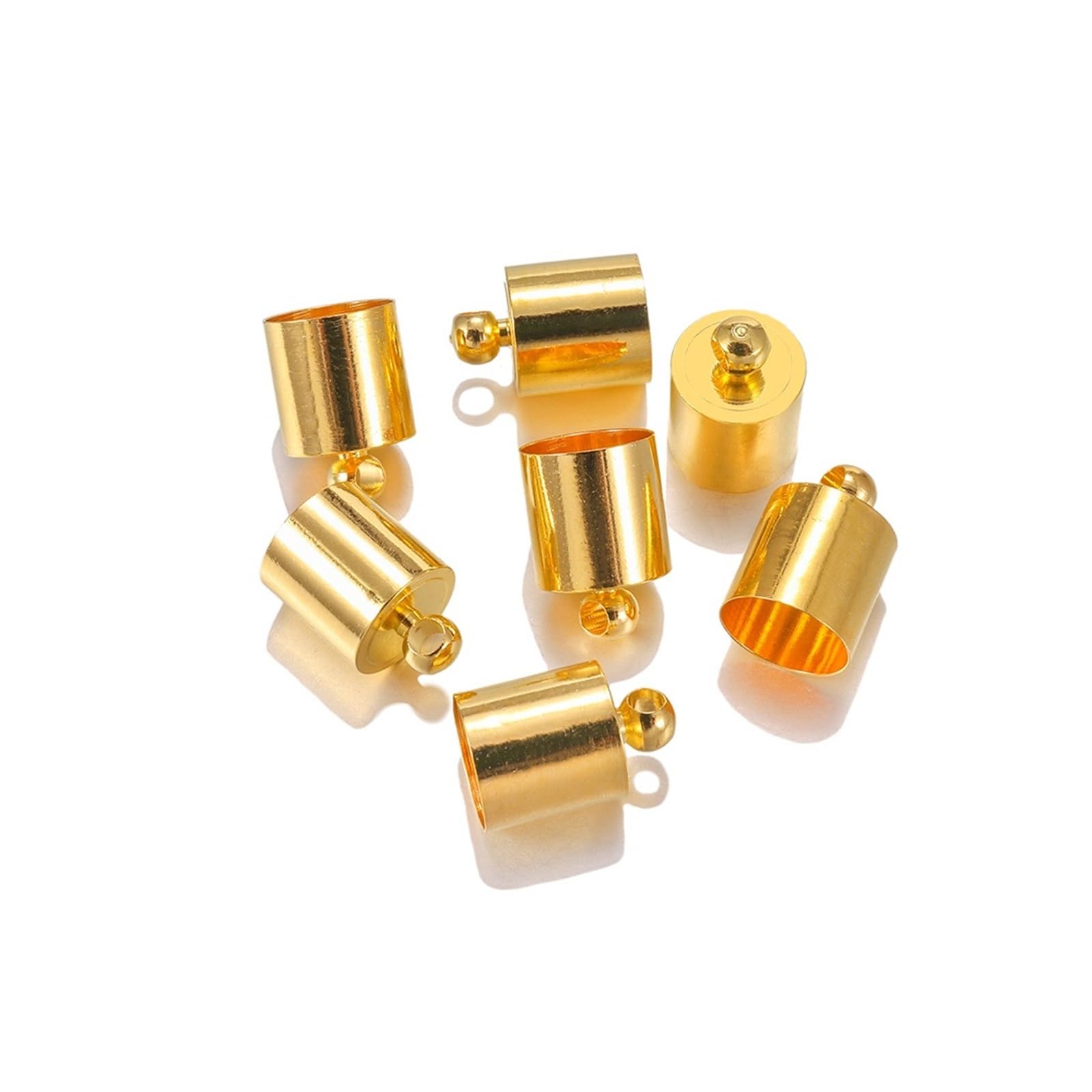 WEKONUMEX Rope Stoppers, Rope Stoppers Tip Caps Multicolor Multiple Sizes 20-50 Pcs For DIY Jewelry Making(Gold,50Pcs 5 x 10mm)