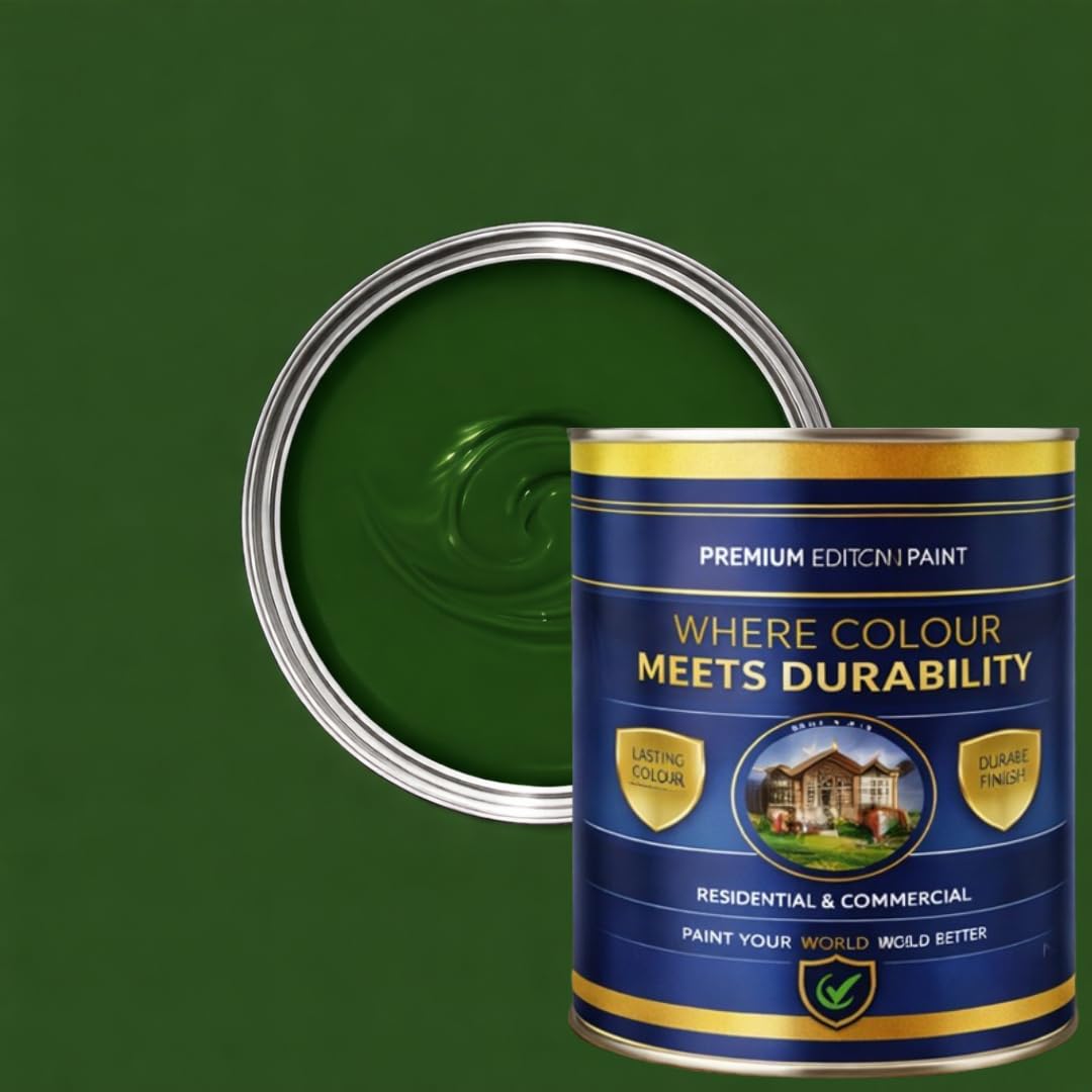 Premium Edition Masonry Emulsion Paint Exterior Weatherproof Wall Paint for Brick, Concrete & Render, Smooth Durable Finish, Mould & Algae Resistant in 8 Colors (Racing Green, 1 Liter)