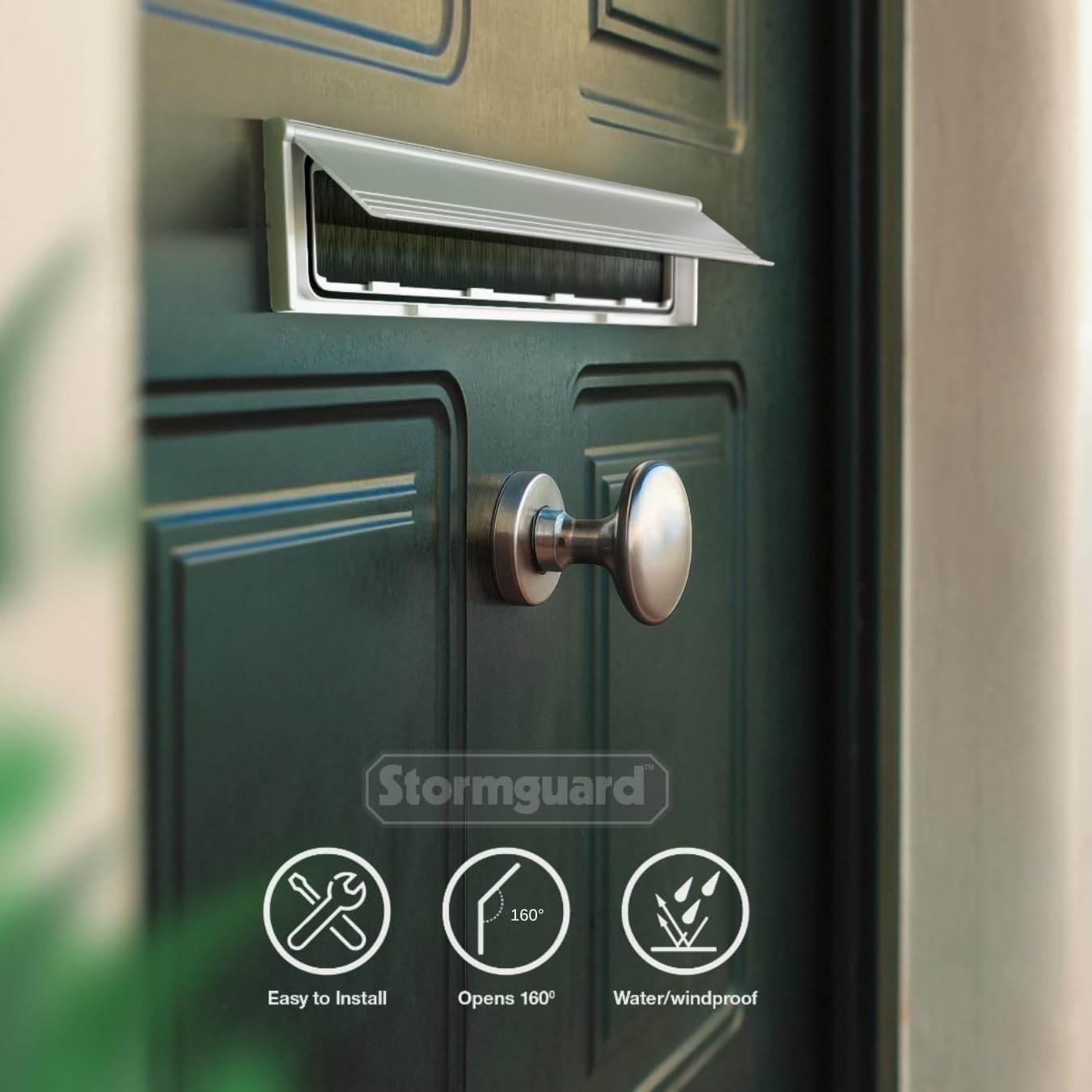 Stormguard 06SR0310000A Internal Metal Letter Box Brush Cover with Flap - Aluminium