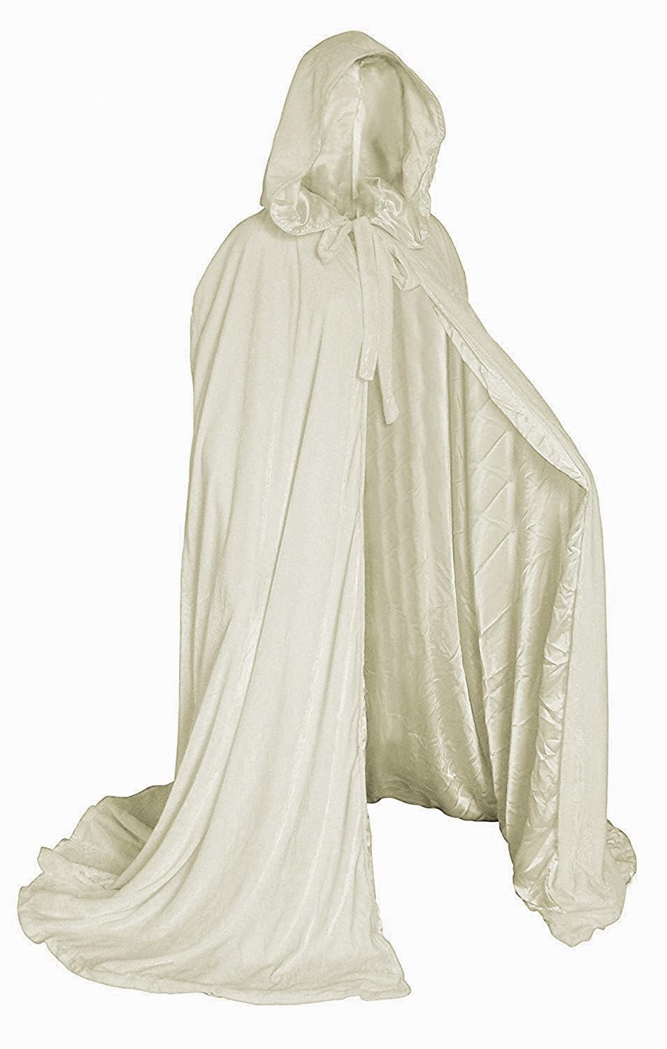 Women's Wedding Cape Bridal Cloak with Hood White Poncho Floor Length