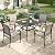 MIXPATIO Patio Table and Chairs Set for 4, 5-Piece Outdoor Dining Set with Brown Textilene Chairs and 37" Square Metal Umbrella Table for Deck Backyard Lawn