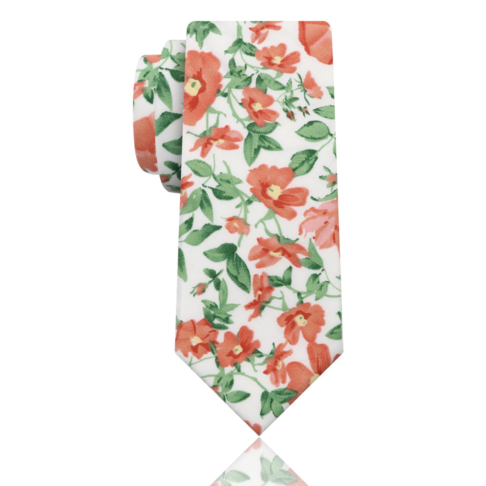 Luckyvestir Mens Ties, Sage/Dusty Blue/Pink Floral Ties for Men, 2.76" Cotton Flower Necktie for Wedding/Groomsmen/Party