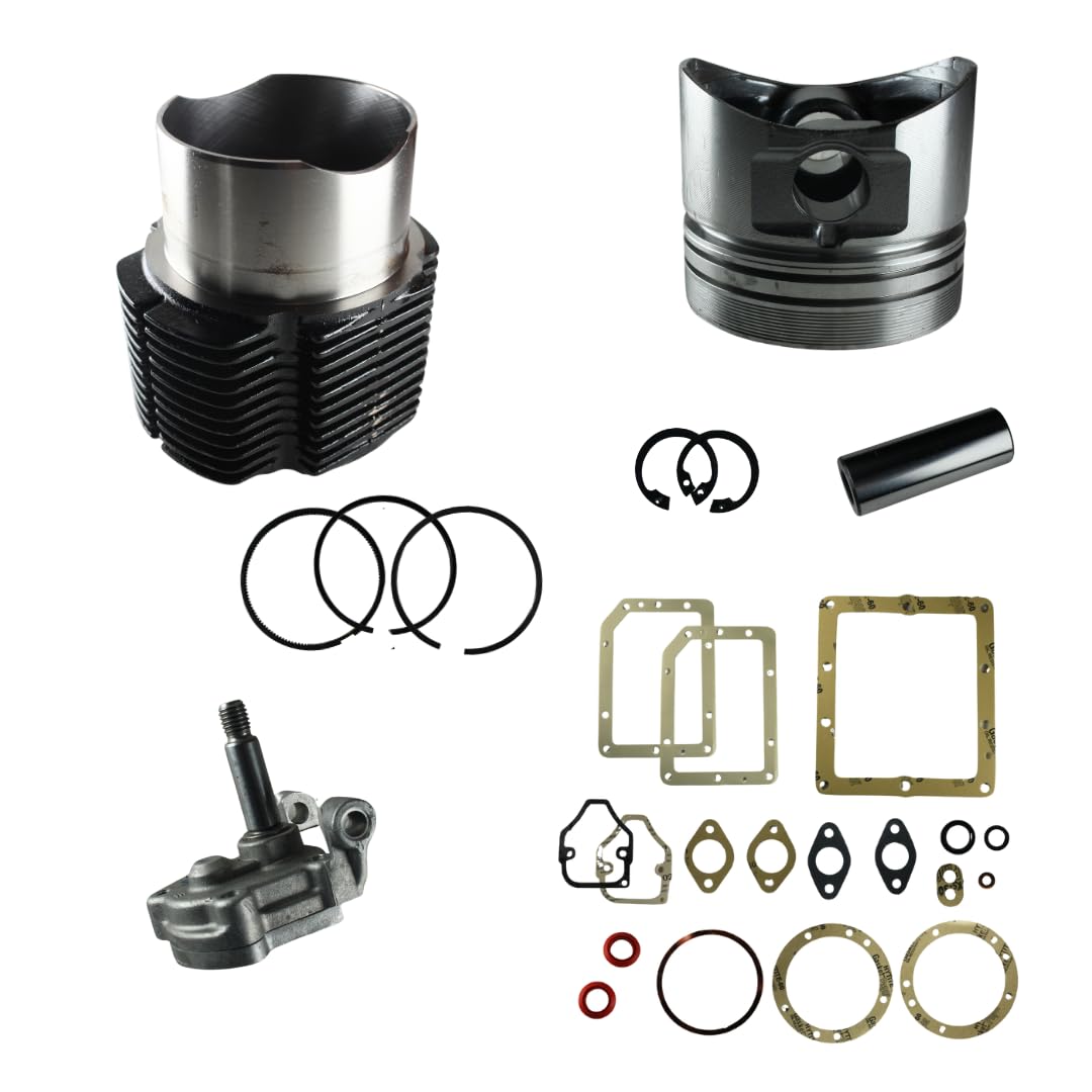 Generico Kit Cilindro e Pistone + Pompa Olio + Serie Guarnizione Completa e Paraoli Compatibile per Motore Lombardini Diesel 6ld 400 per Motozappa e Motocoltivatore