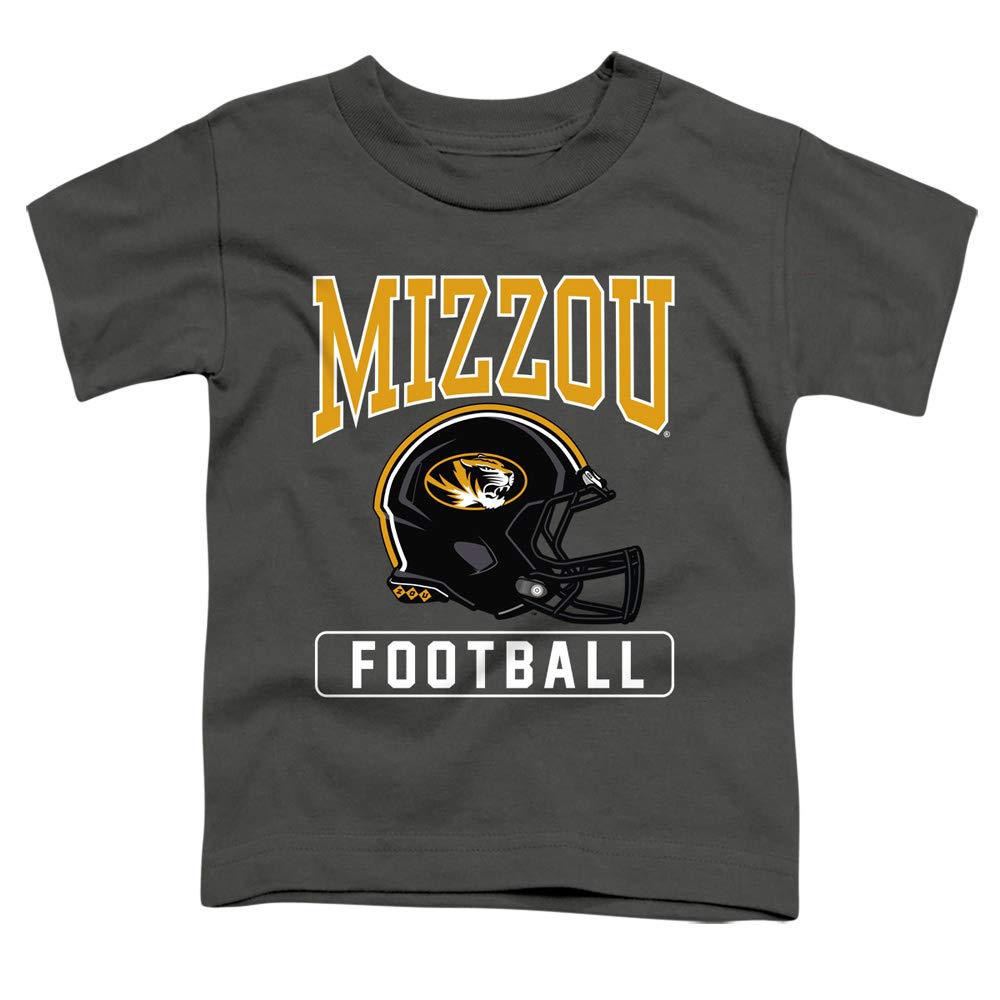 University of Missouri Mizzou Official Football Helmet Unisex Toddler T Shirt,Charcoal, 4
