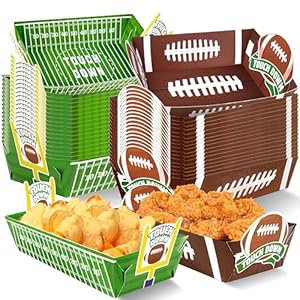 Geefuun 50 Pack Football Party Decorations Paper Food Trays – Movie Night Supplies Snack Stadium Serving Plates for Super Football Bowl Birthday Disposable Decor(Style 2)